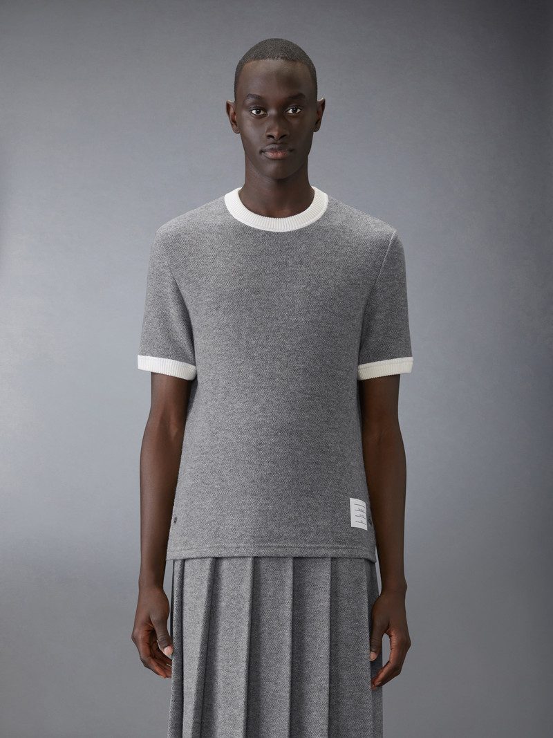 Thom Browne CASHMERE PIQUET SHORT SLEEVE RINGER TEE outlook