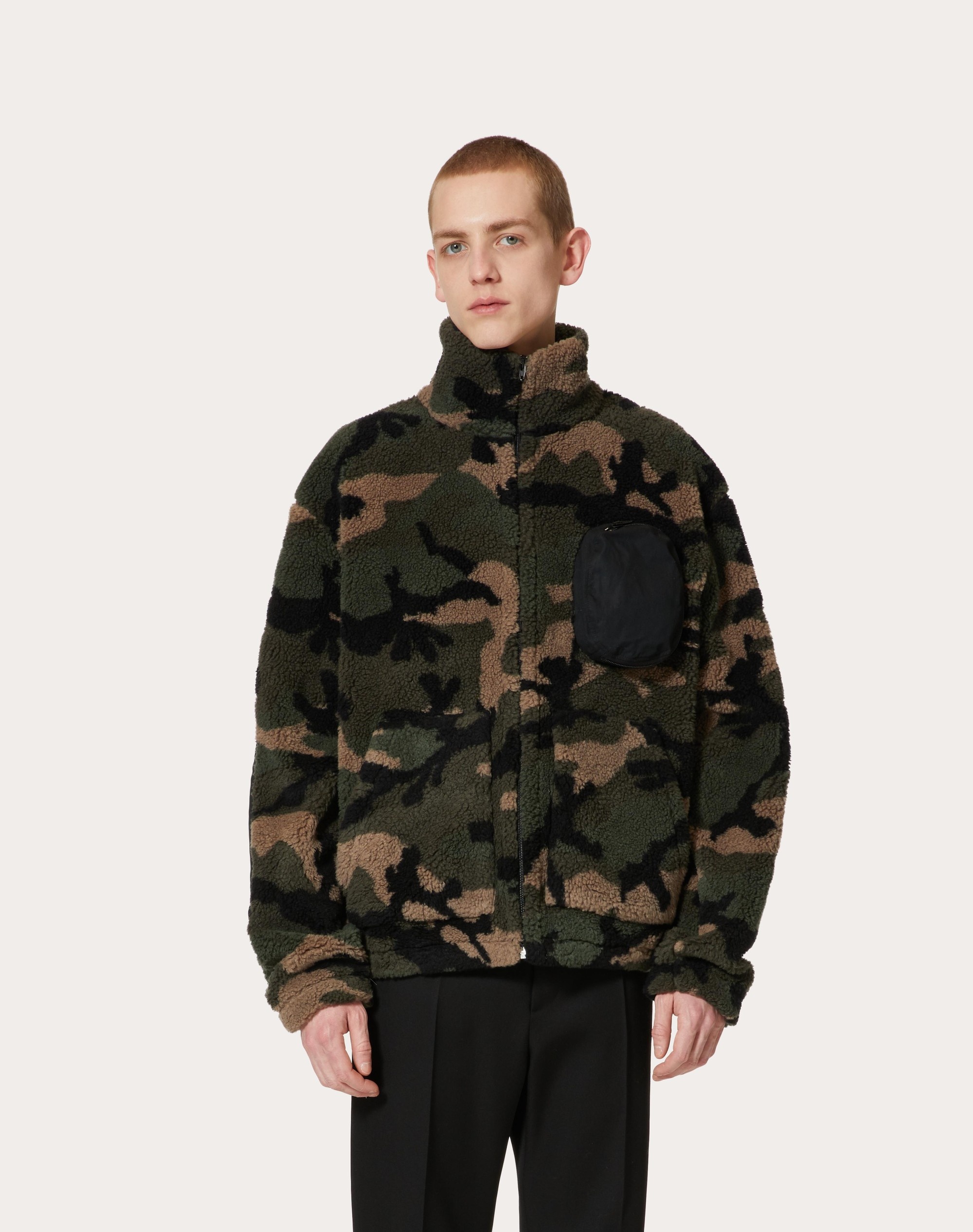 HIGH-NECK FLEECE JACKET WITH ZIP AND CAMOUFLAGE PATTERN - 3