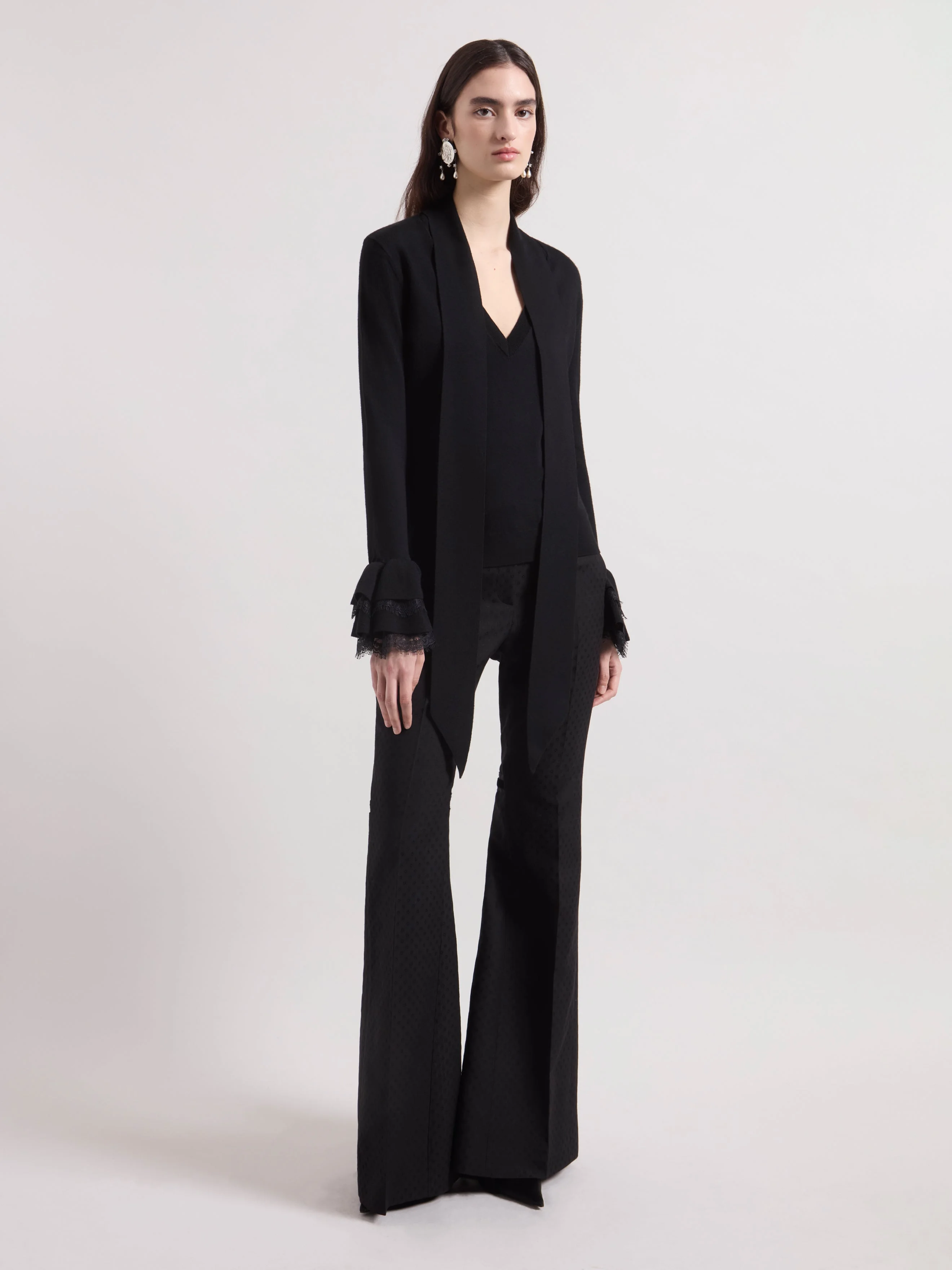 Black Jacquard Tailoring Pants - 1