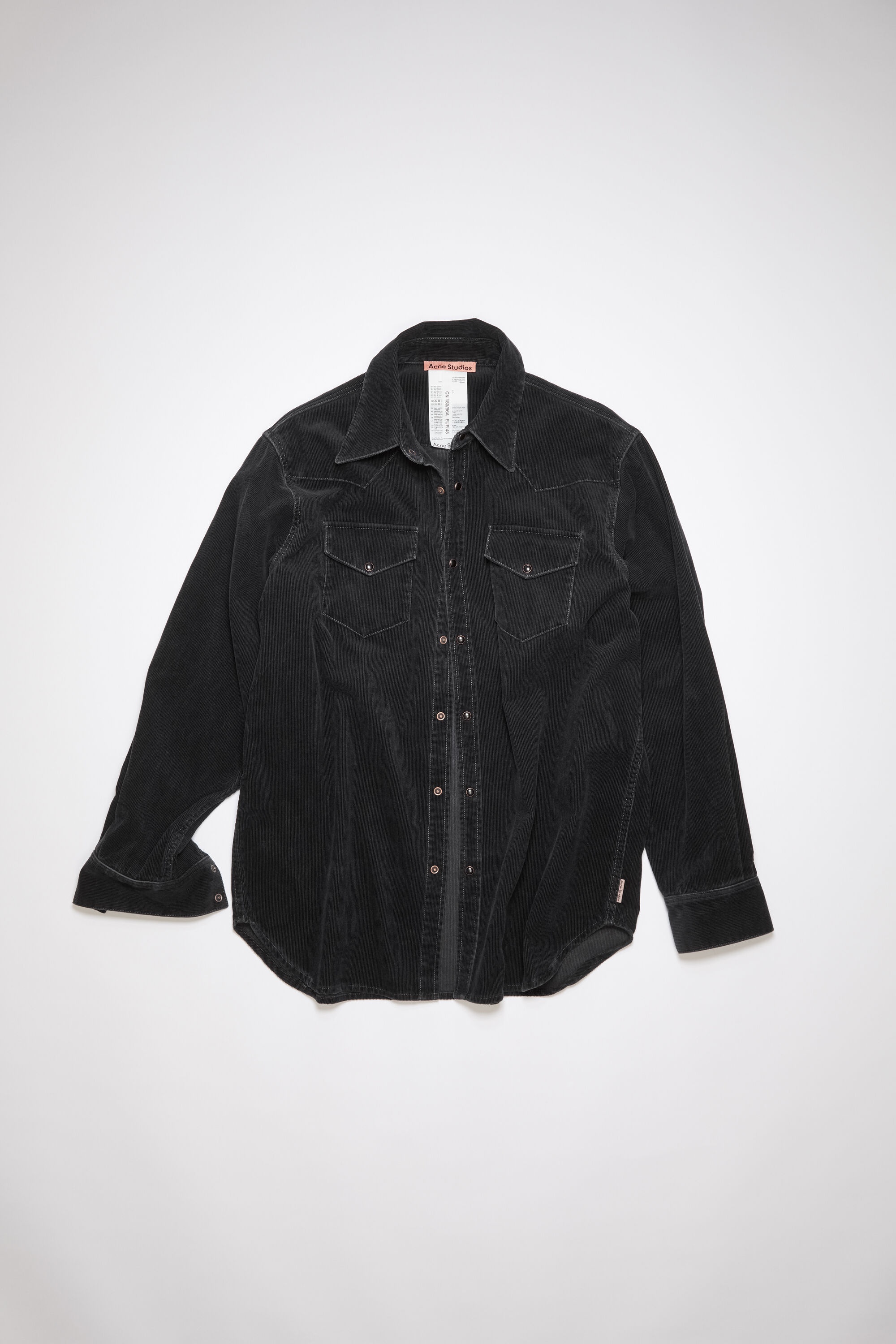 Corduroy button-up shirt - Black - 1