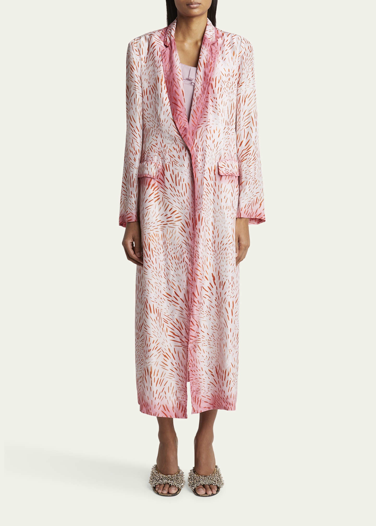 Bongo Single-Breasted Long Silk Jacket - 2