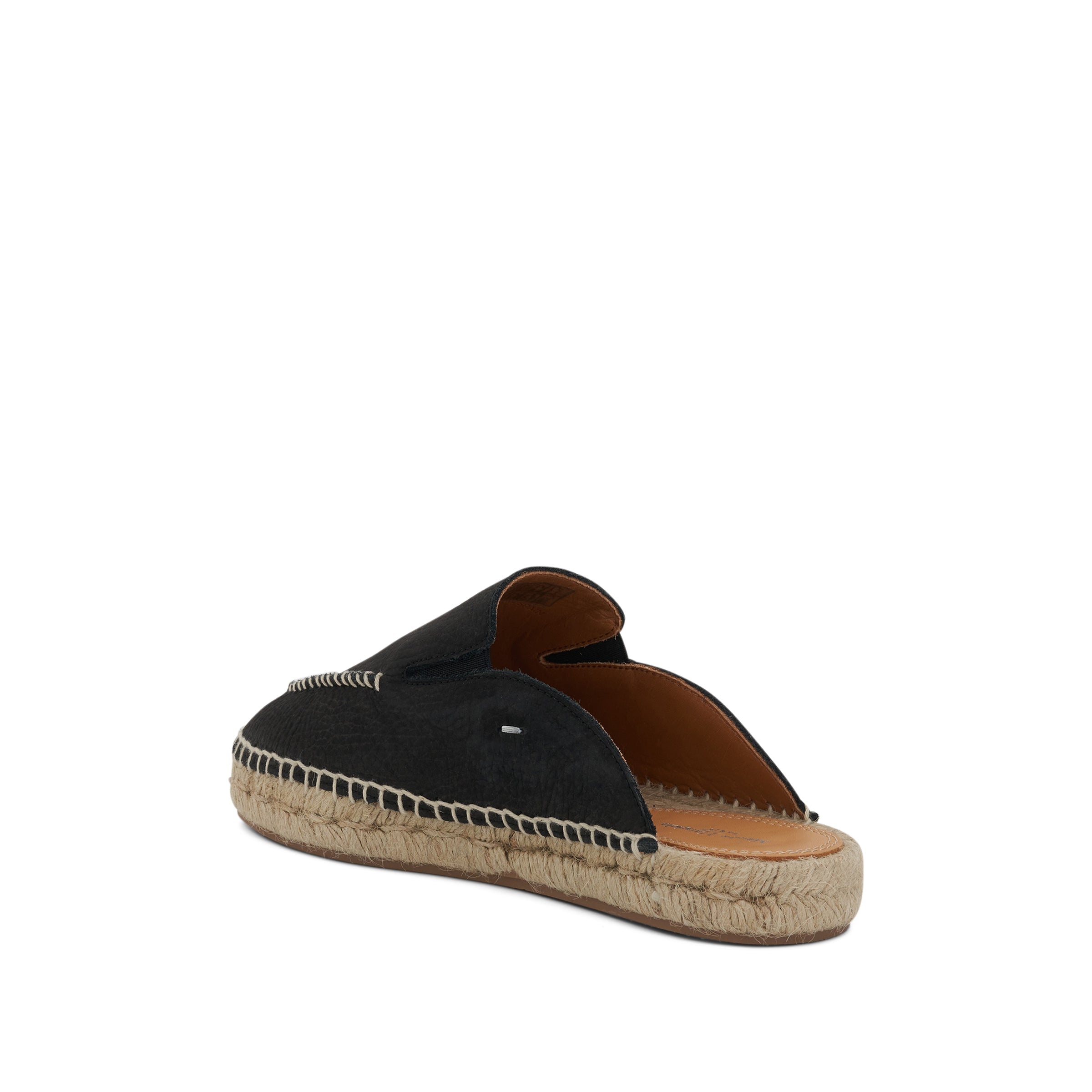 Embroidered Espadrille Mules in Black - 4