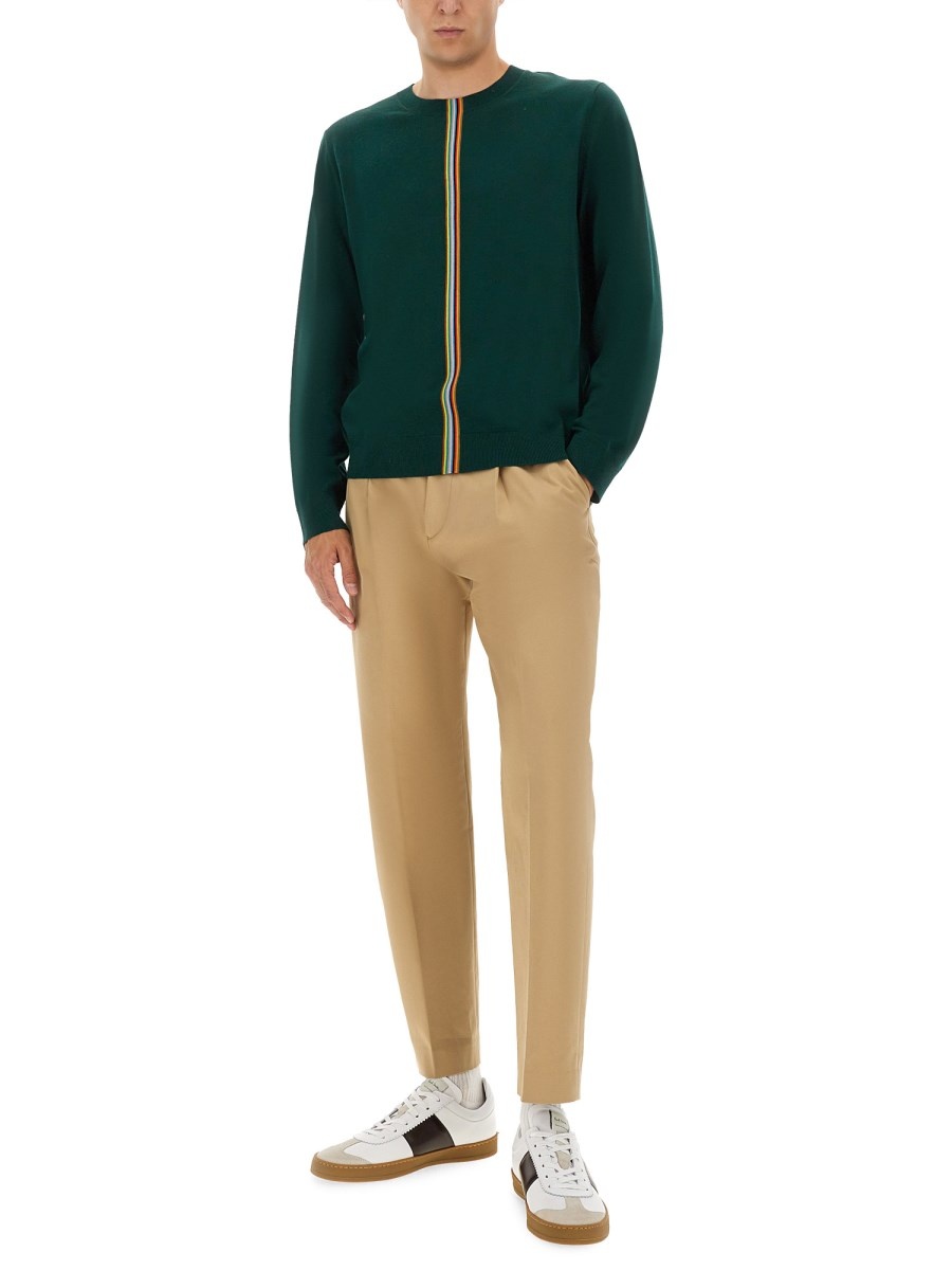 MERINO WOOL SWEATER WITH STRIPED DETAIL - 2