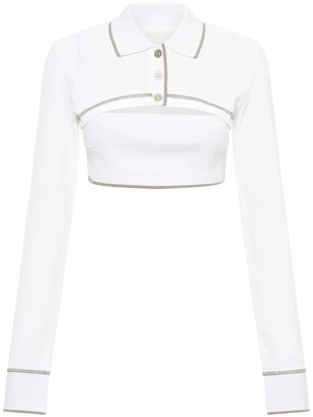 polo-collar cotton crop top - 1