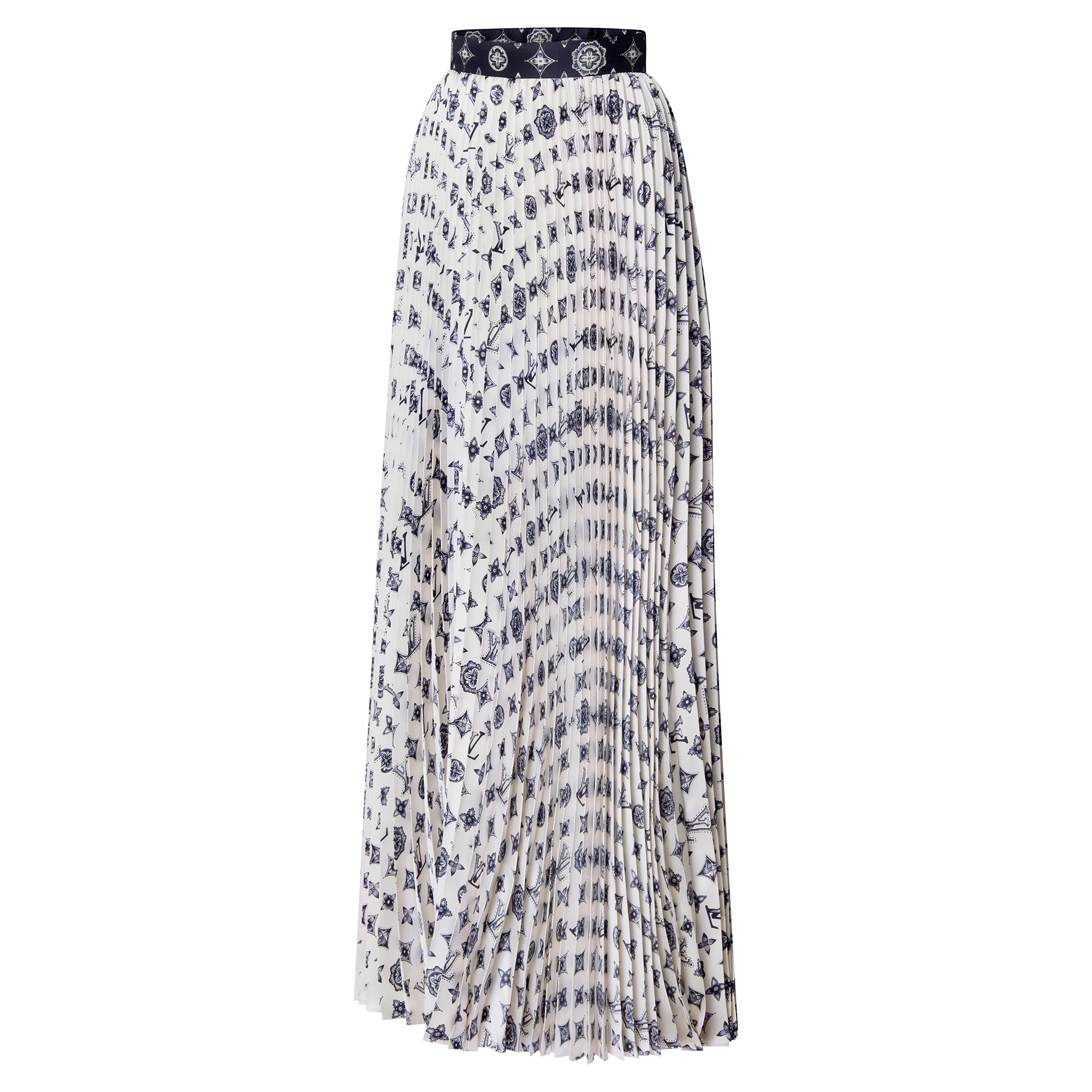 Monogram Silk Pleated Skirt - 2