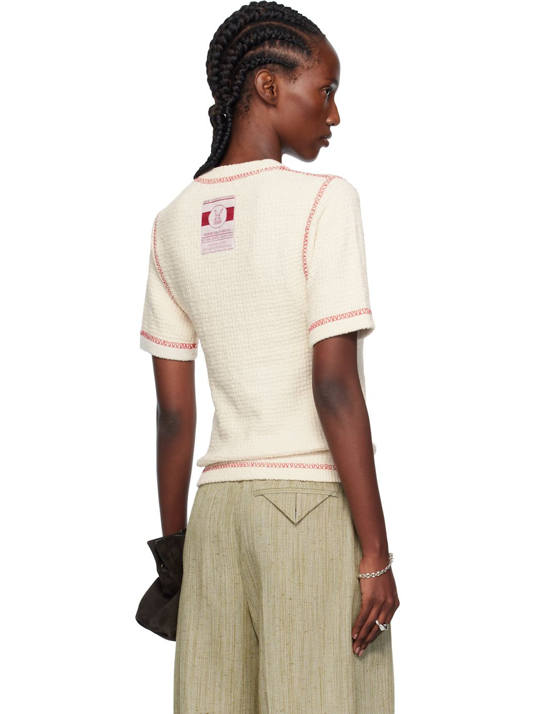 Off-White Cotton Waffle Polo - 3