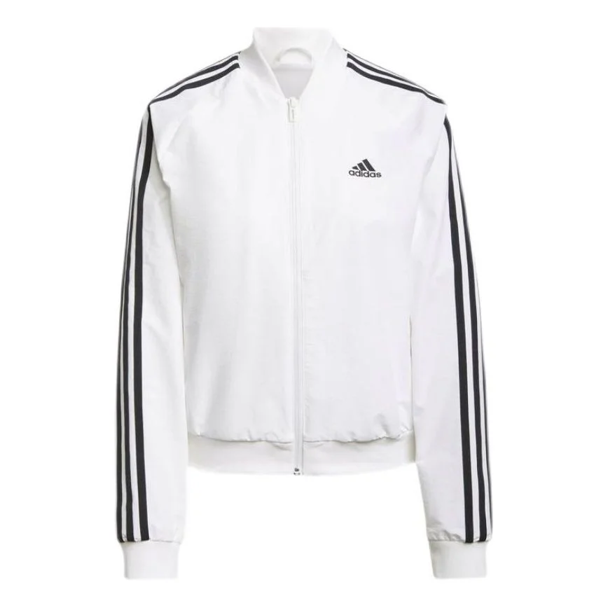 (WMNS) adidas Essentials 3-Stripes Track Jacket Asia Sizing 'White Black' H10180 - 1