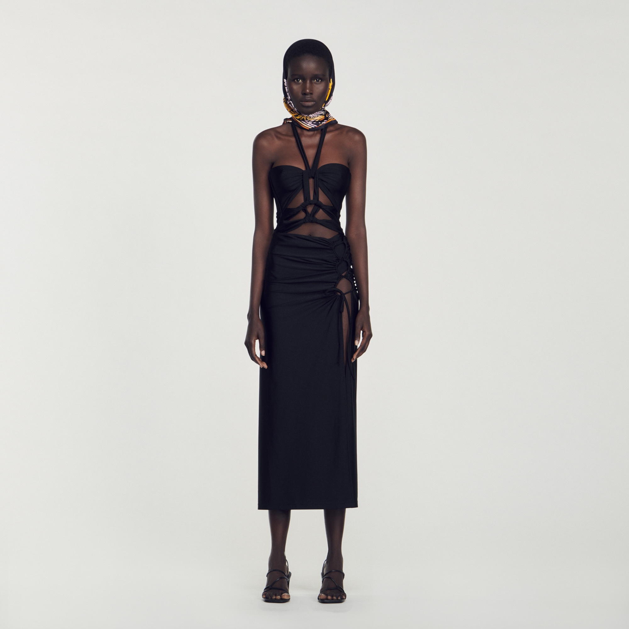 One-piece openwork swimsuit with ties - 2