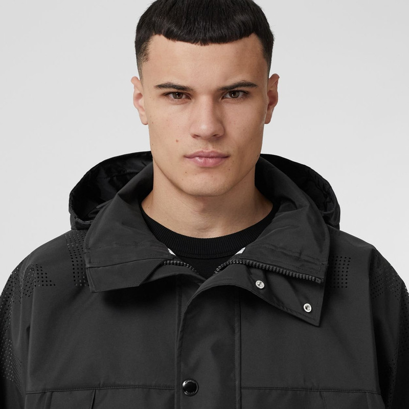 Perforated Logo Packaway Hood Technical Car Coat 3