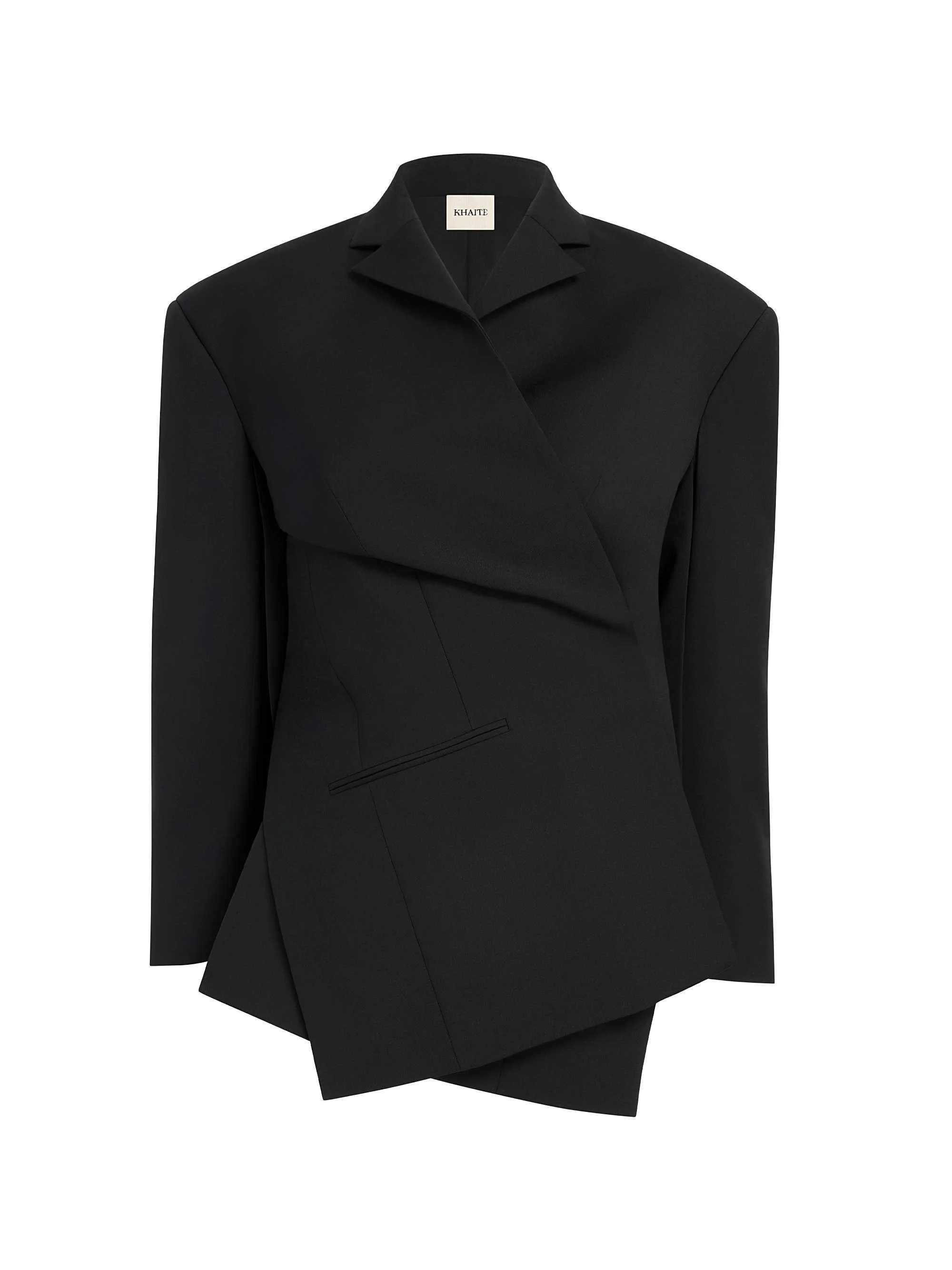 Women's Palto Wool-Silk Asymmetric Jacket - Black - 1