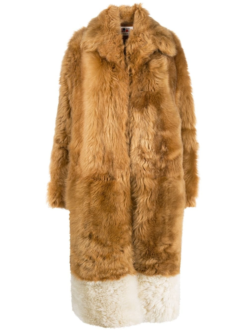 belted oversized fur coat - 1