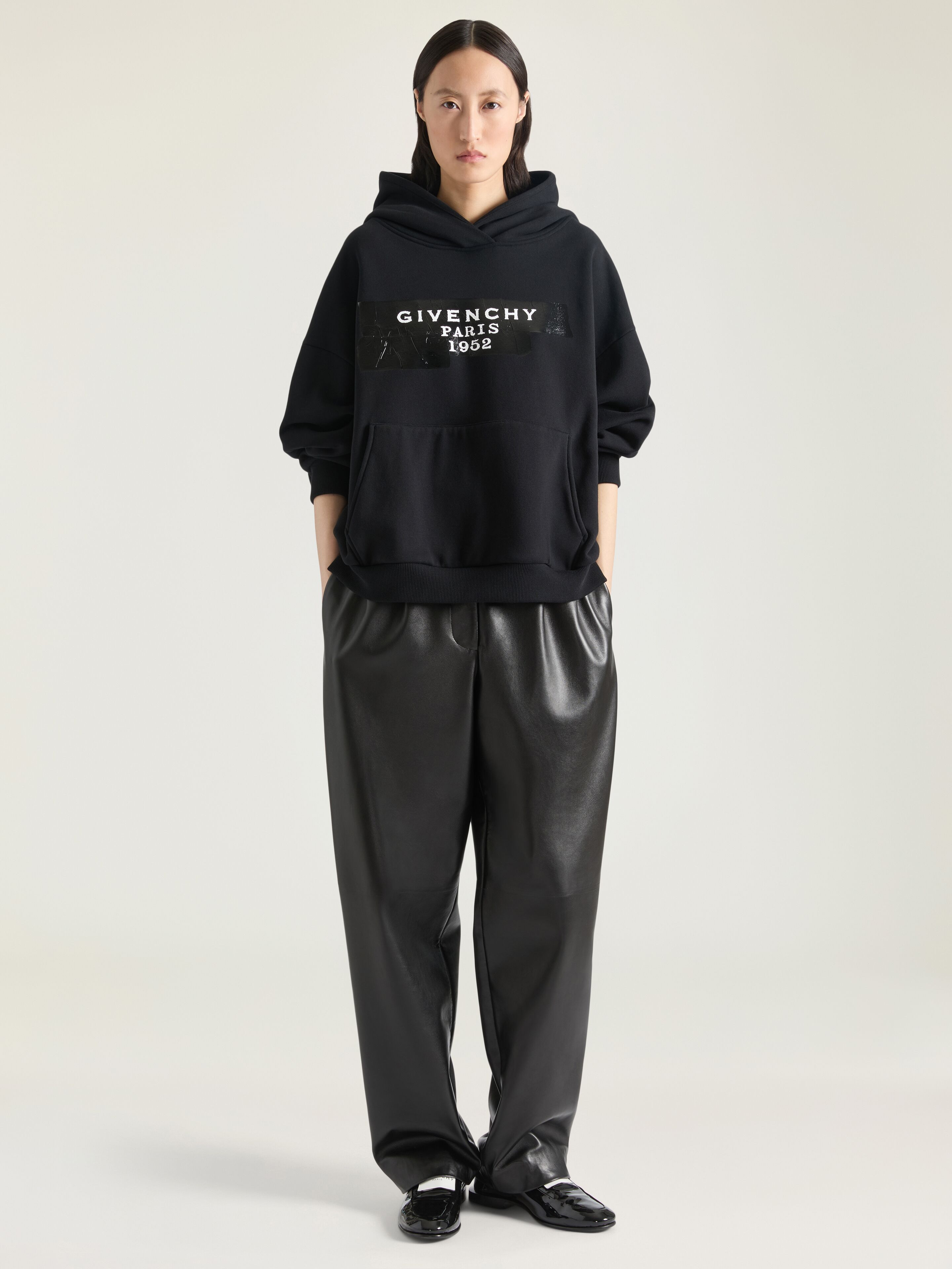 HOODIE SWEATSHIRT IN FLEECE WITH GIVENCHY TAPE PRINT - 2