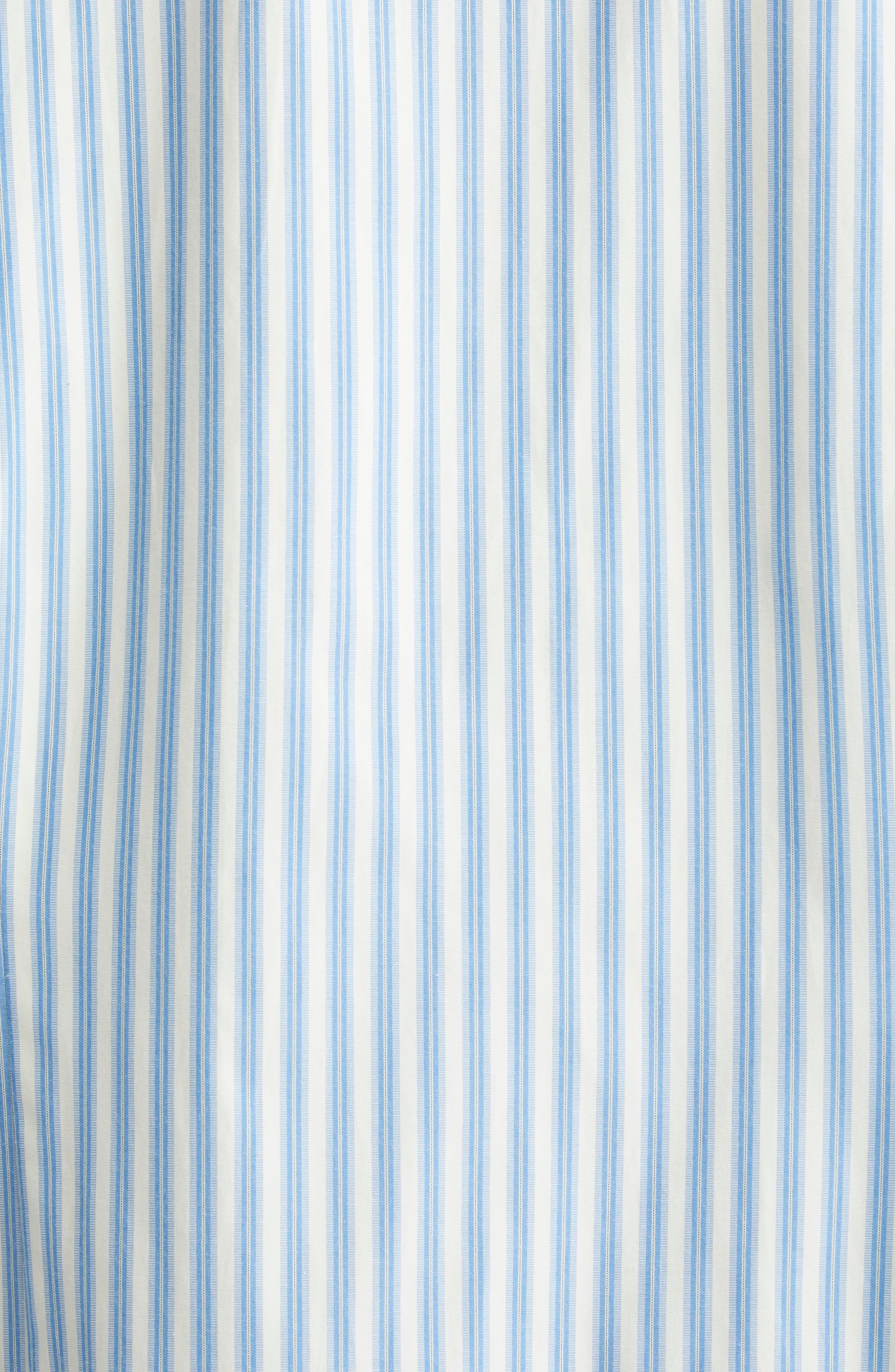 Area Crystal Embellished & Grommet Stripe Poplin Button-Up Shirt in White/Blue at Nordstrom - 7