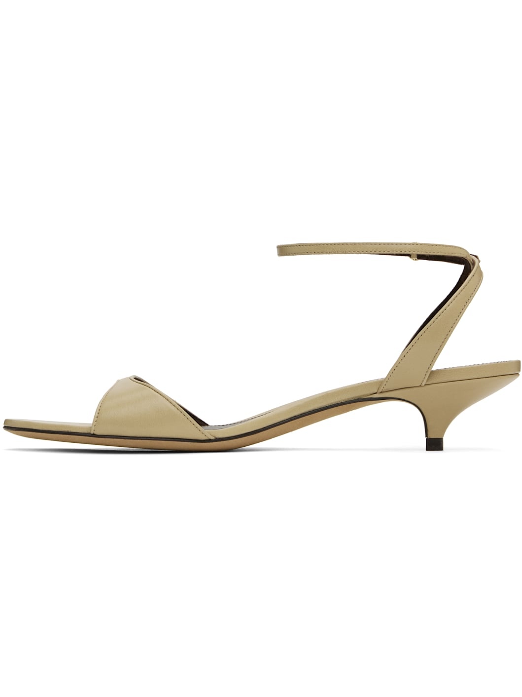 Gray Vika Ankle Strap Kitten Heeled Sandals - 3