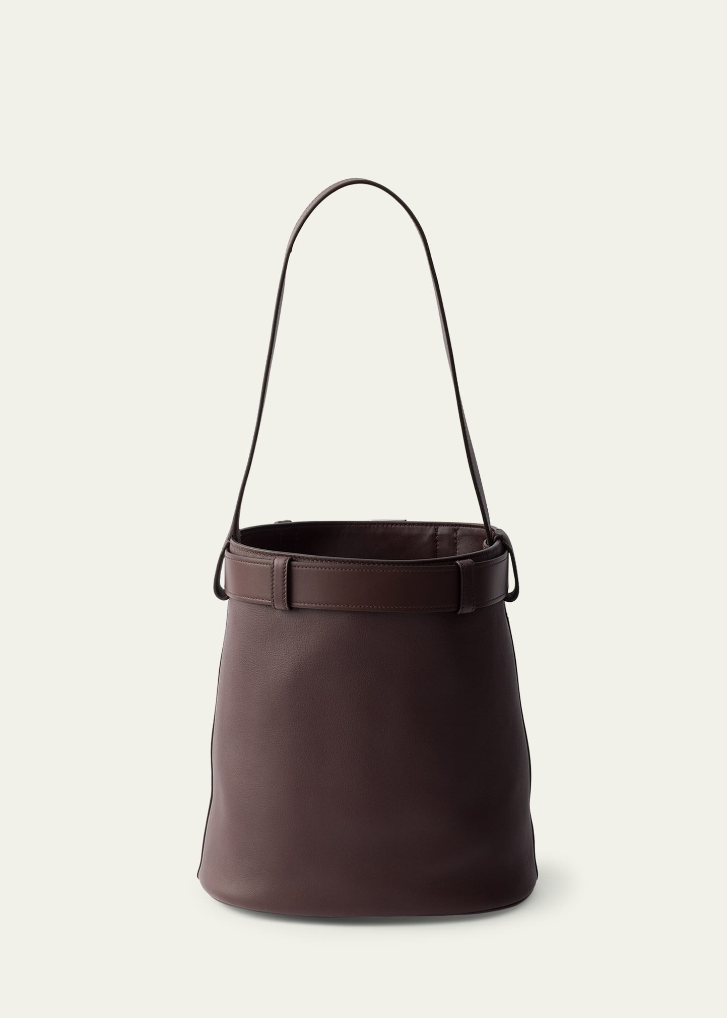 Buckle Leather Bucket Bag - 2