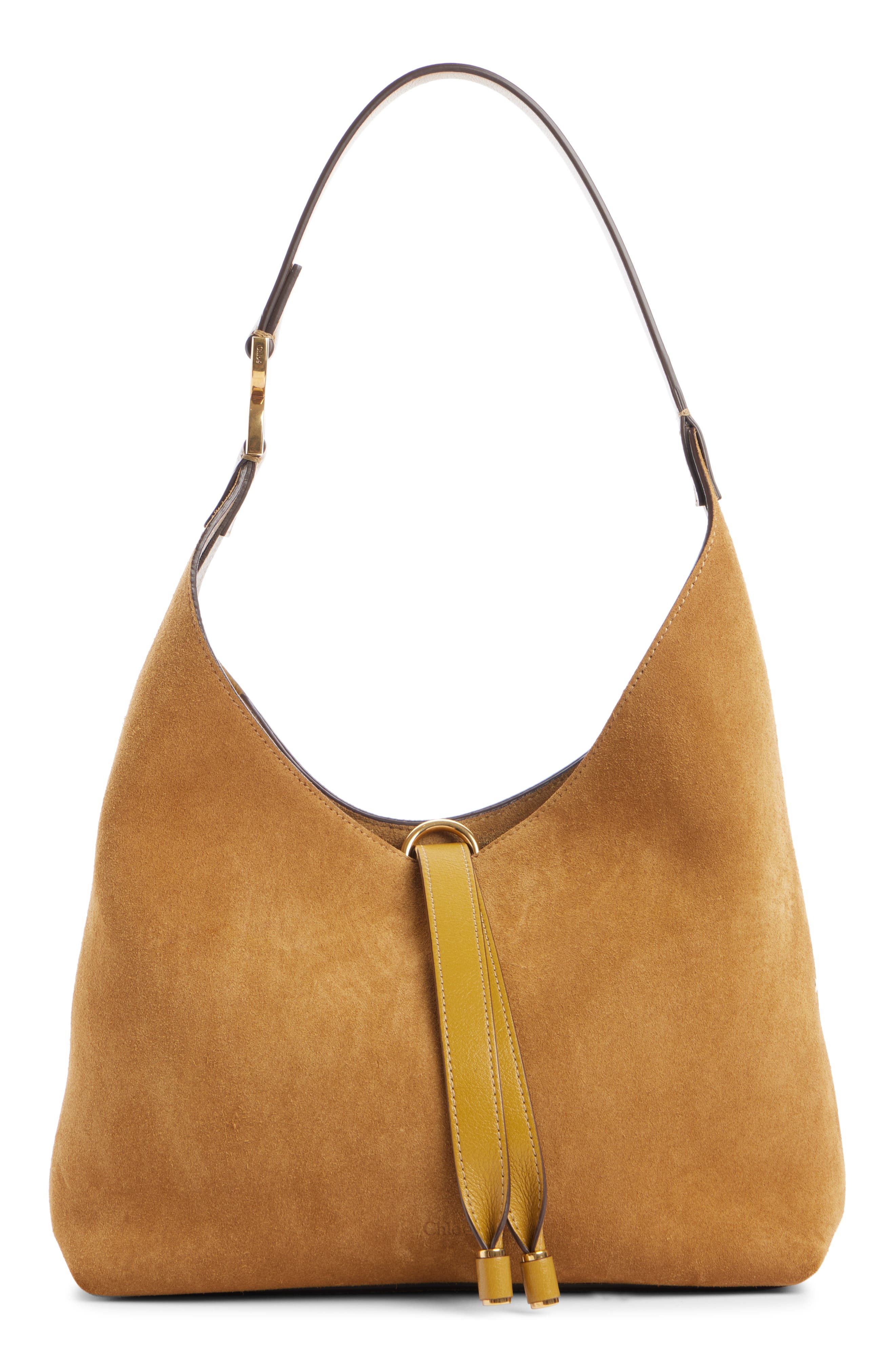 Chloé Marcie Suede Hobo Bag in Gold Khaki at Nordstrom - 1