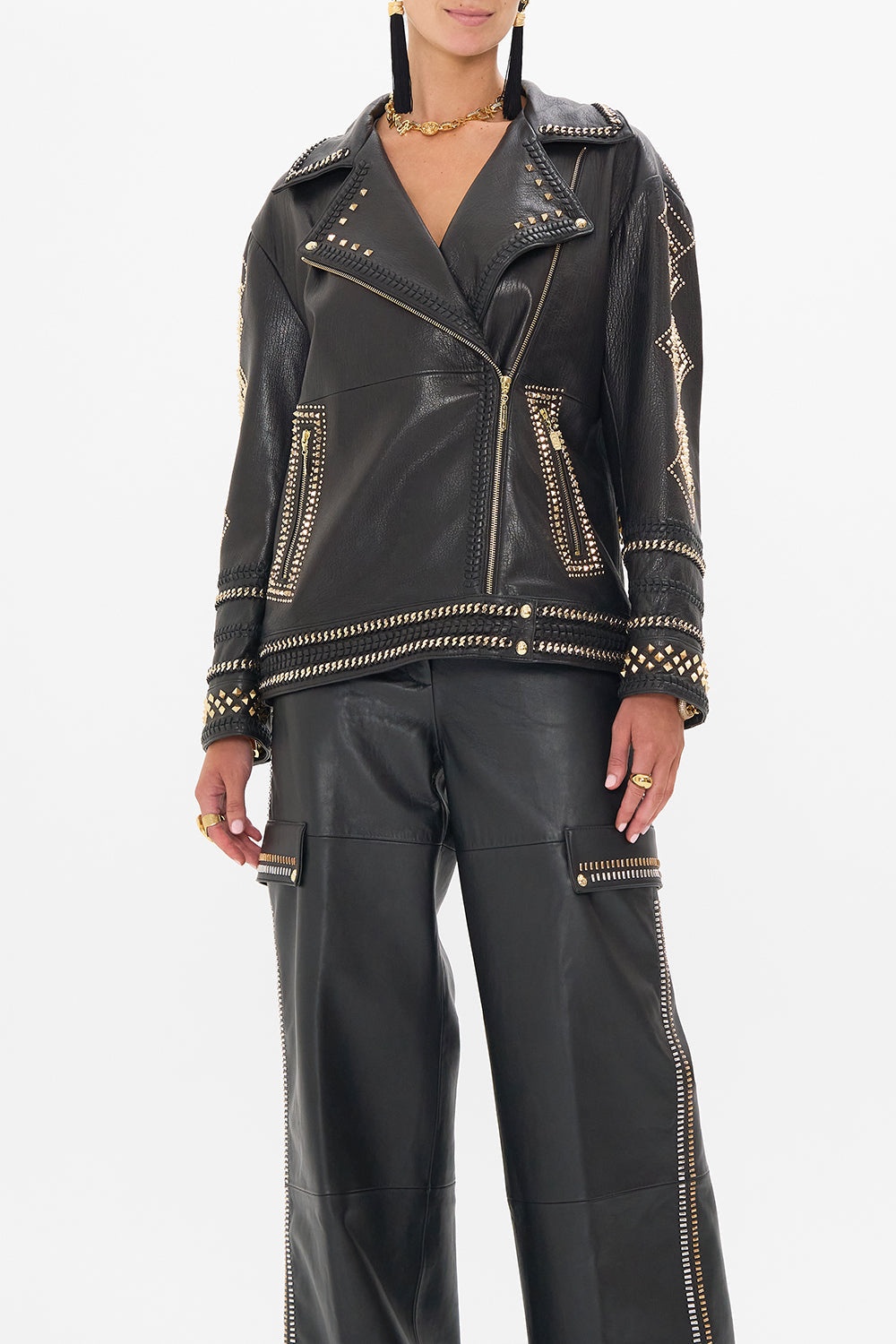 OVERSIZED LEATHER BIKER JACKET - 5