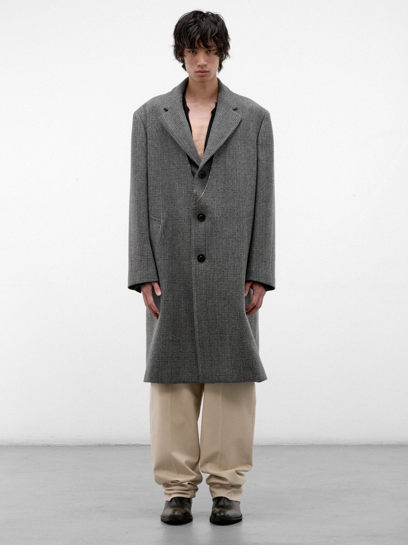 Gray Checked Wool Overcoat 1