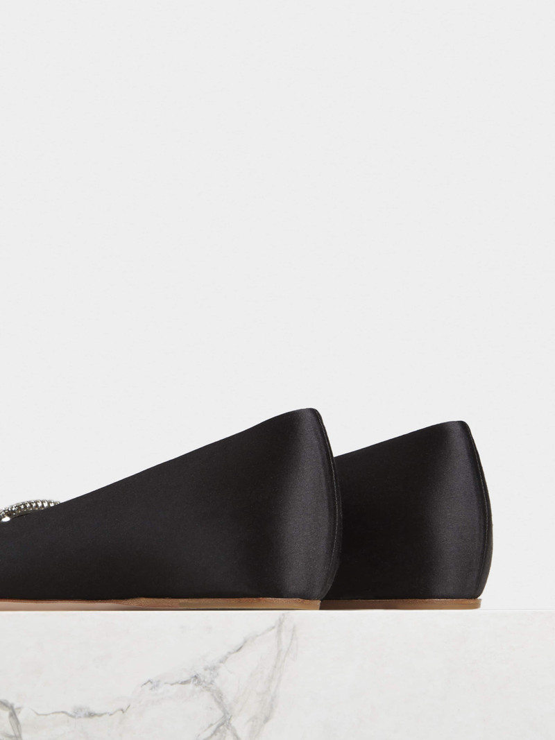 Roger Vivier Trompette Crystal Buckle Ballerinas in Satin outlook