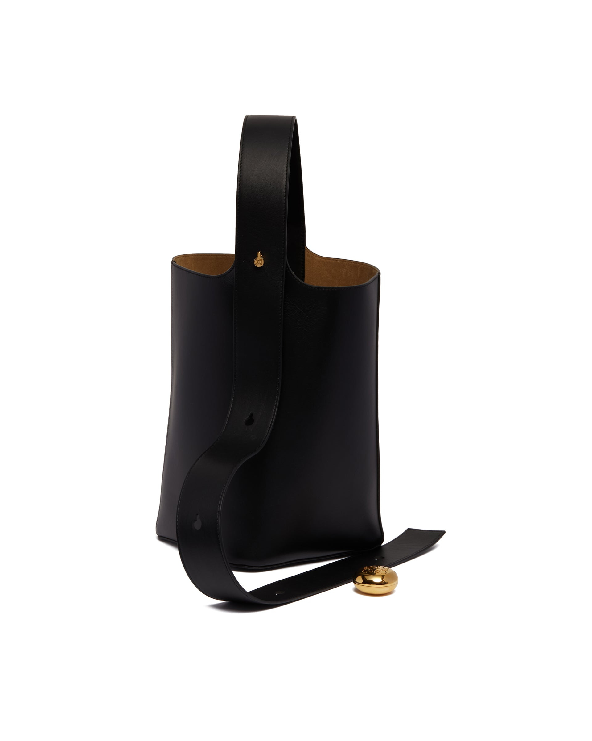 Black Medium Pebble Bucket Bag - 5