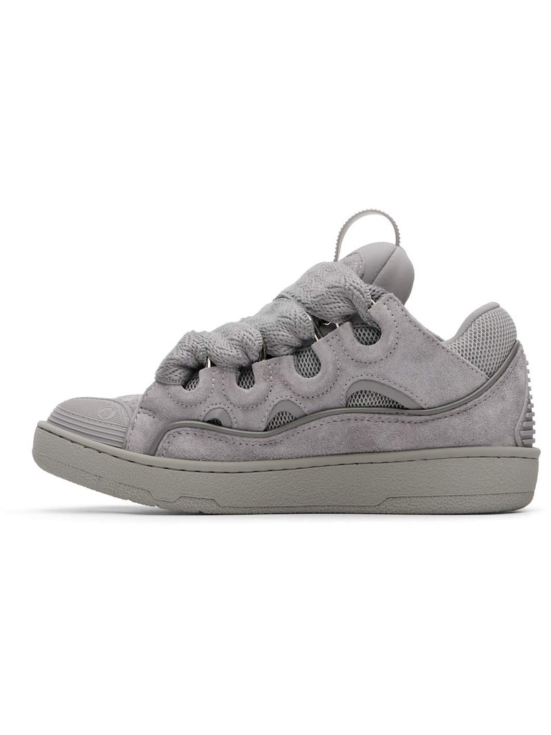 Lanvin Gray Monochrome Suede Curb Sneakers outlook