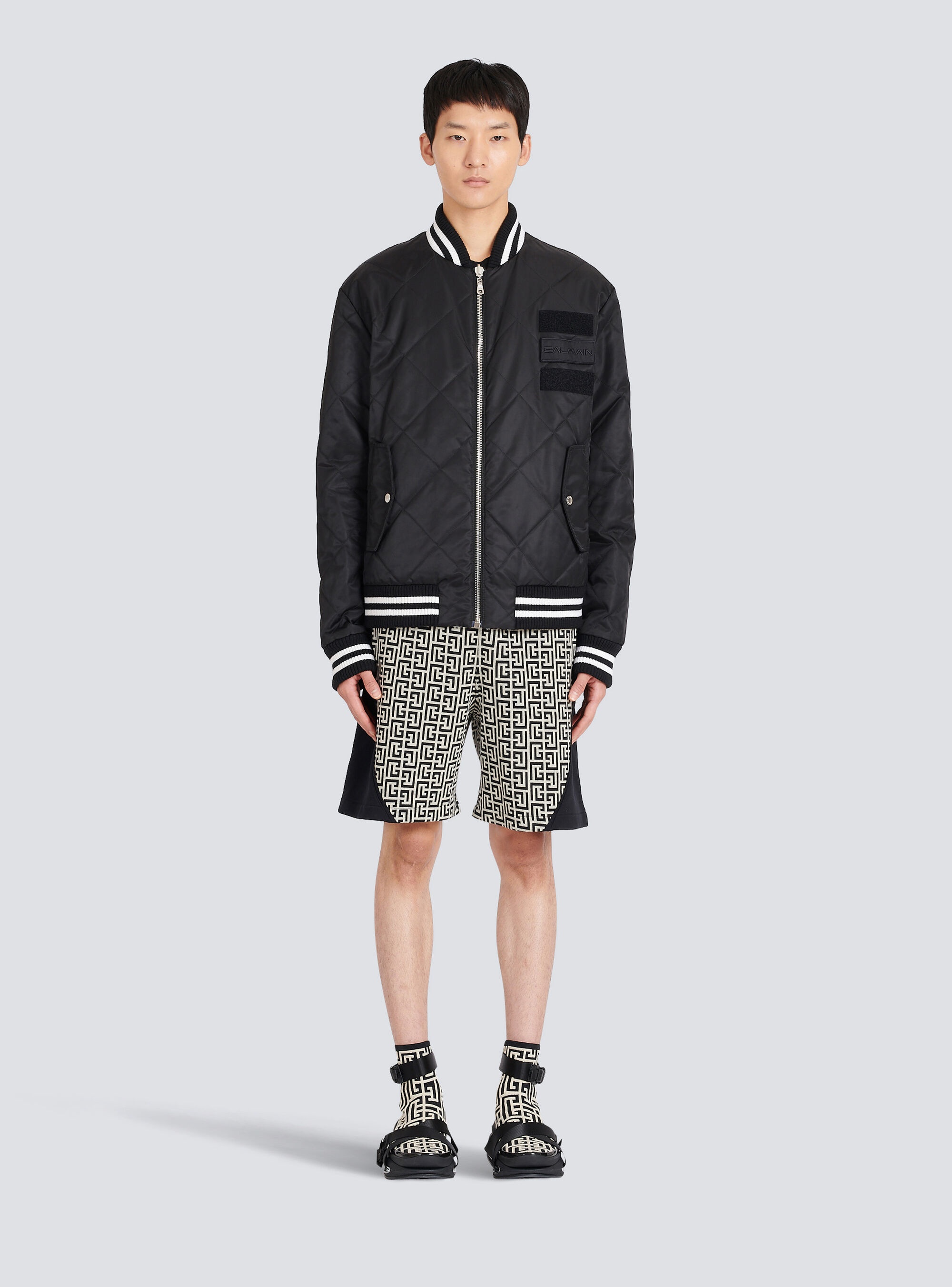 Reversible nylon bomber jacket with maxi monogram - 3