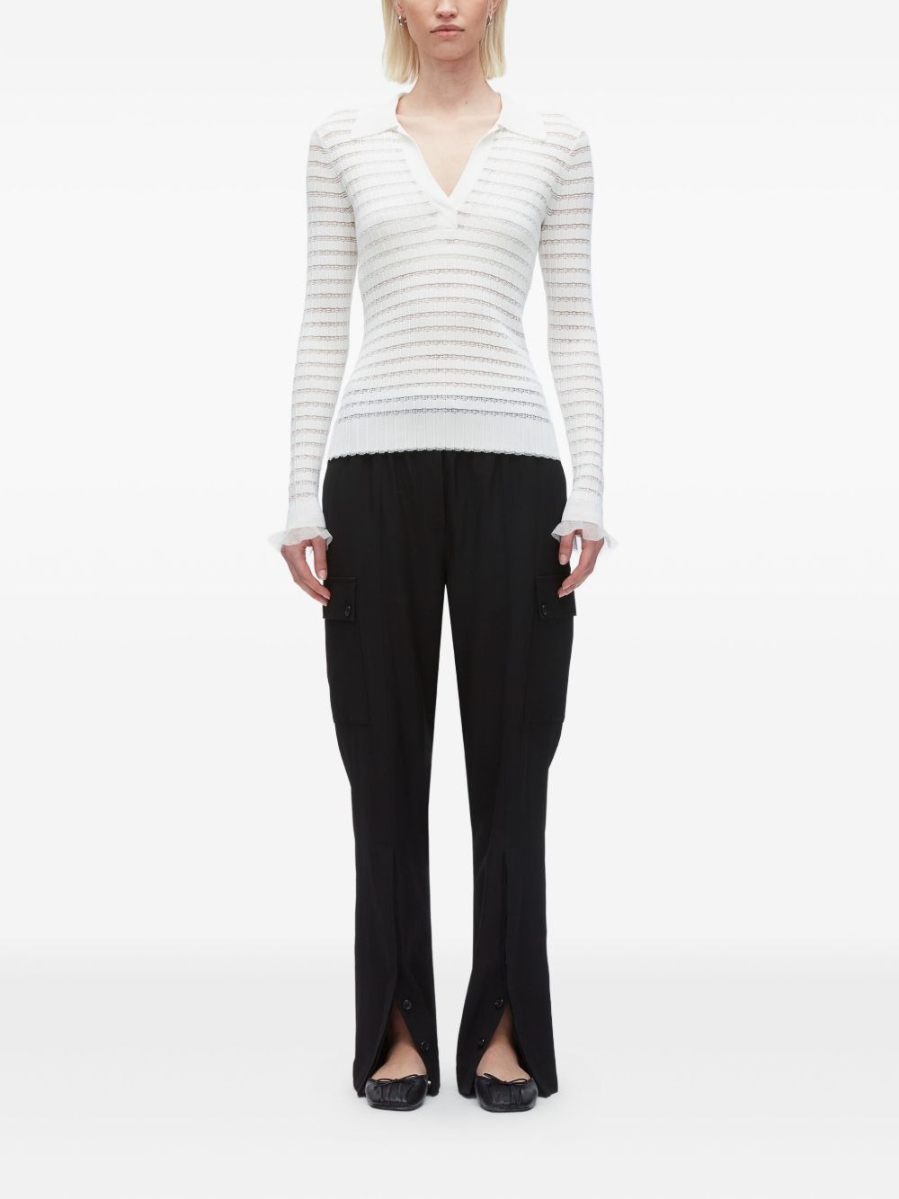 ribbed-knit polo-neck top - 2
