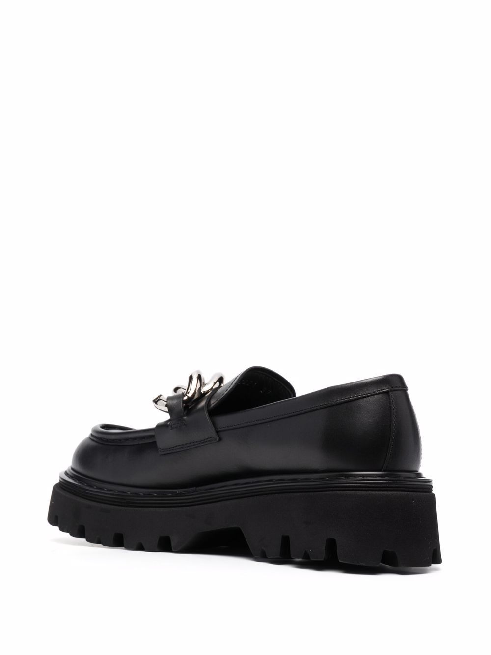 chain-detail chunky leather loafers - 3