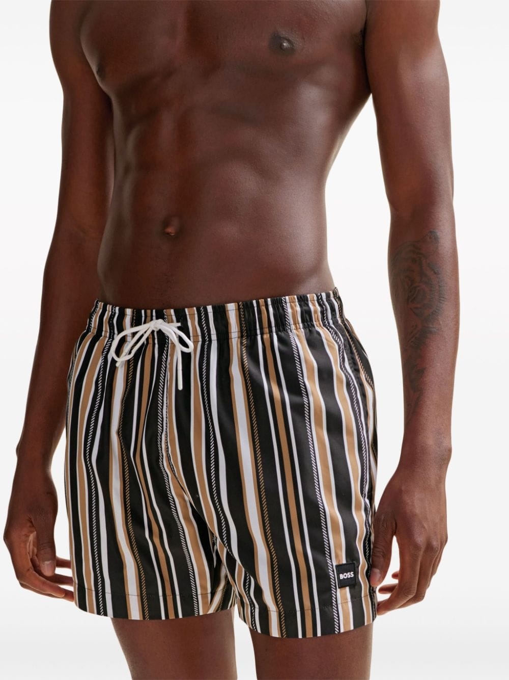 appliquÃ©-logo striped swim shorts - 4