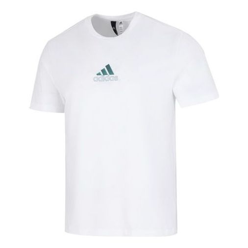 Men's adidas U JF SS Tee 2 Logo Athleisure Casual Sports Round Neck Short Sleeve White T-Shirt HM297 - 1