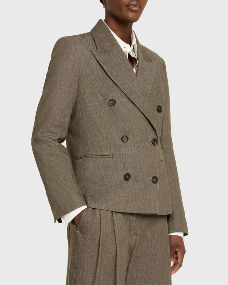 Double-Breasted Cotton Denim Blazer 4