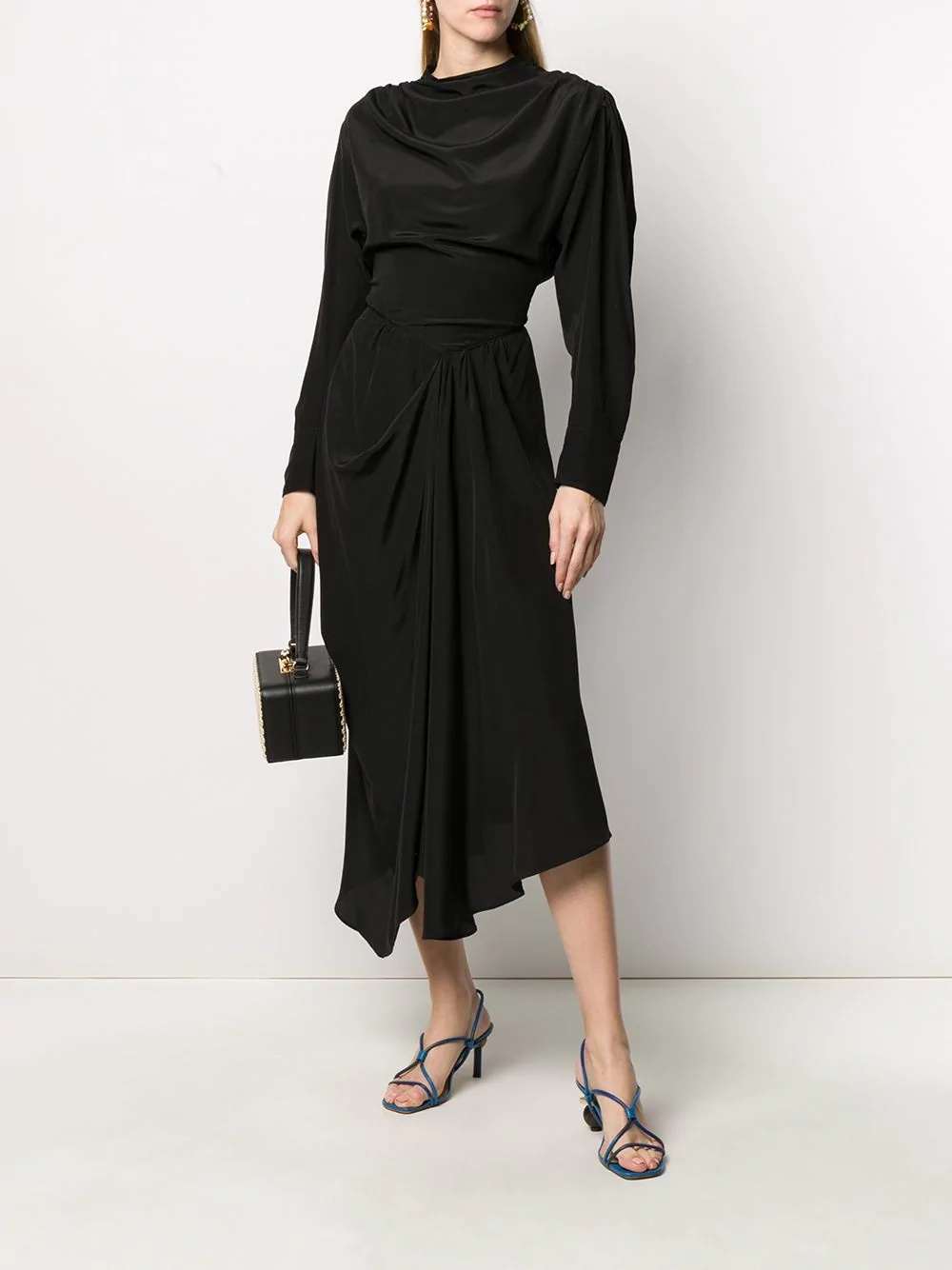 draped midi dress - 2