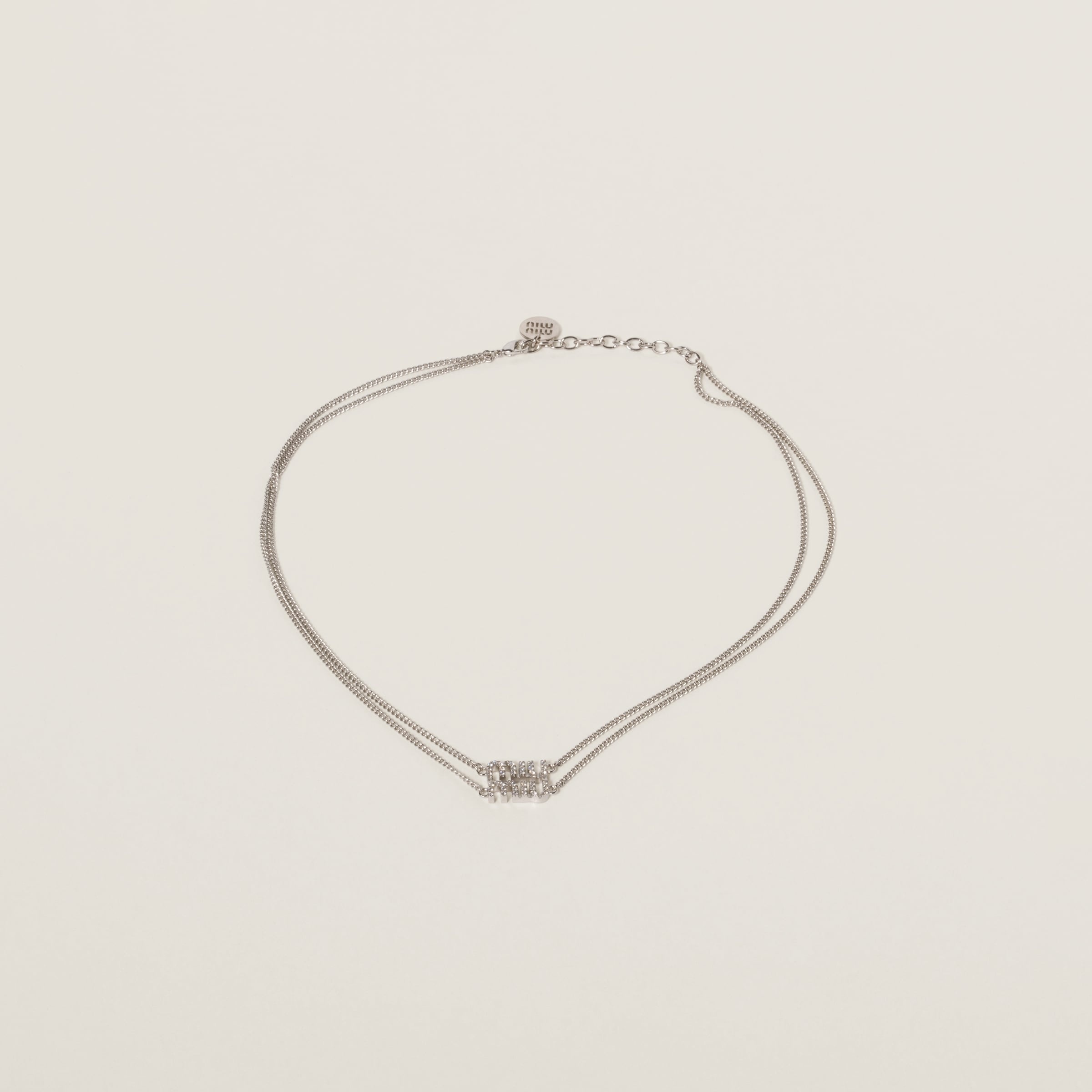 Metal necklace with crystals - 1