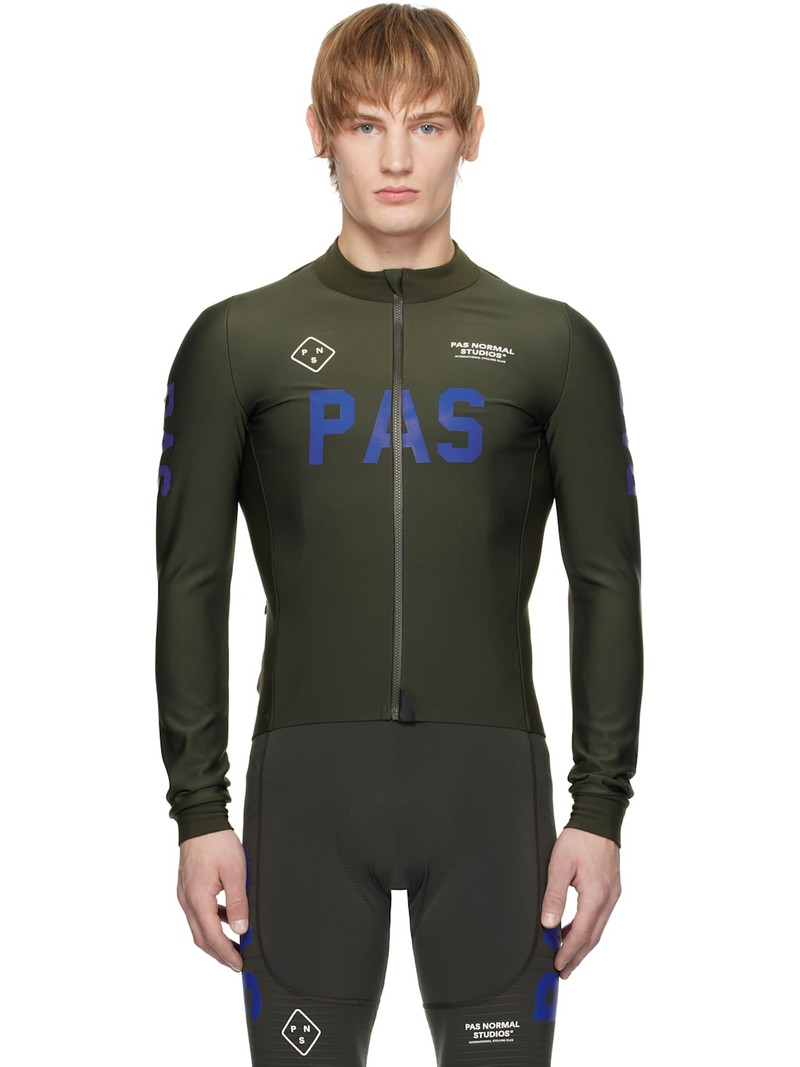 Khaki 'PAS' Mechanism Thermal Long Sleeve Cycling Top 1