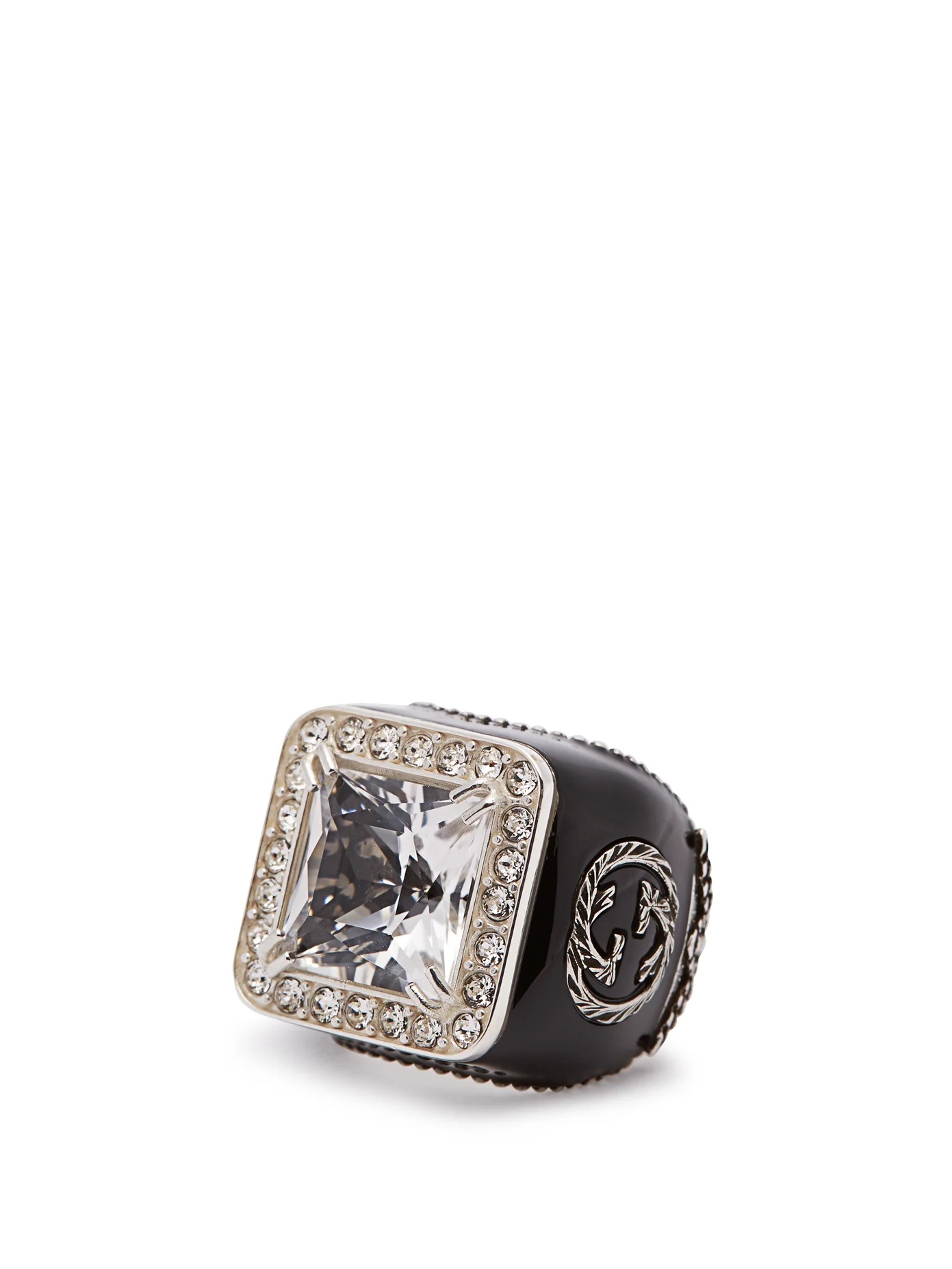 Crystal-embellished signet ring - 3