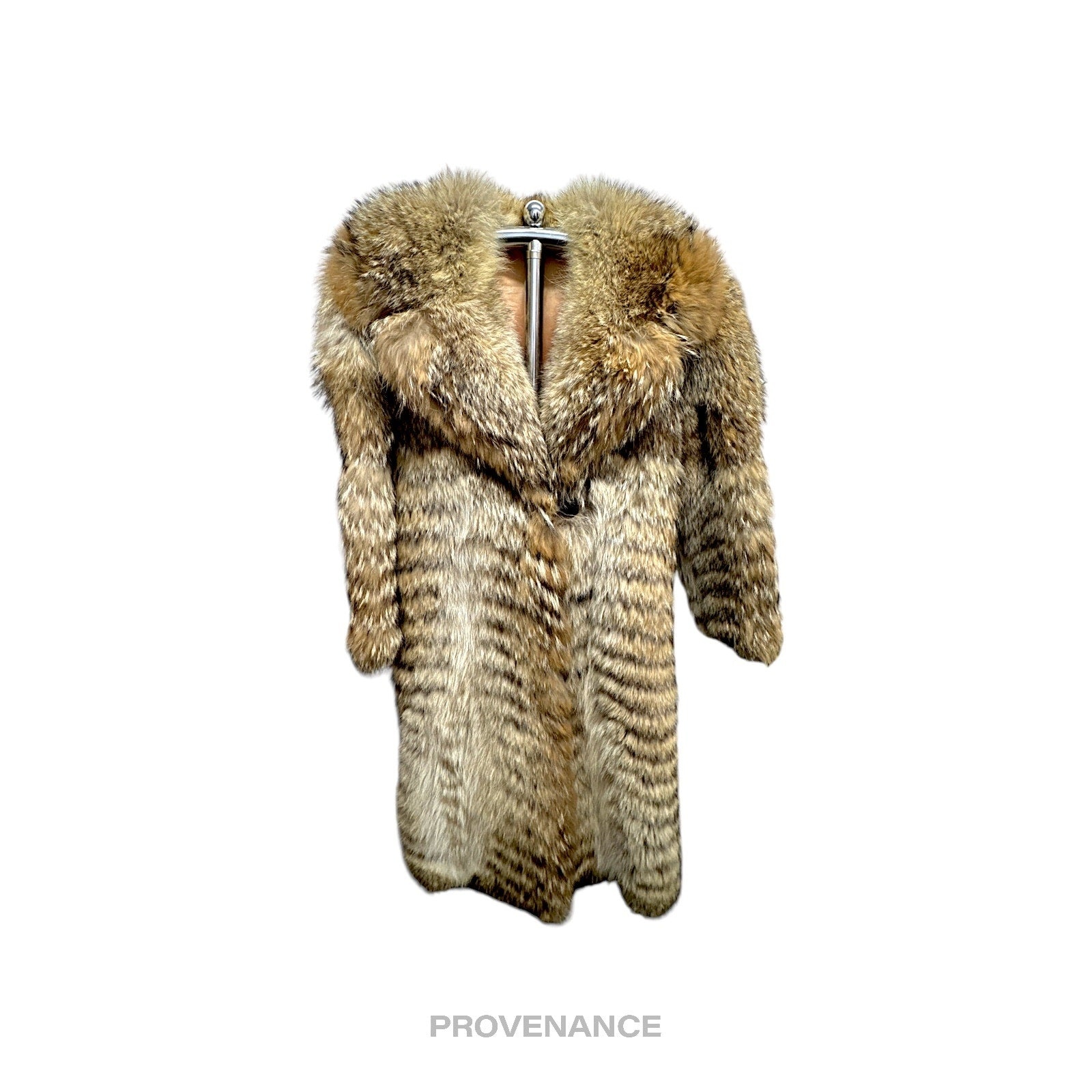 Coyote - Coyote Full-Length Fur Coat - Brown Herringbone - 1