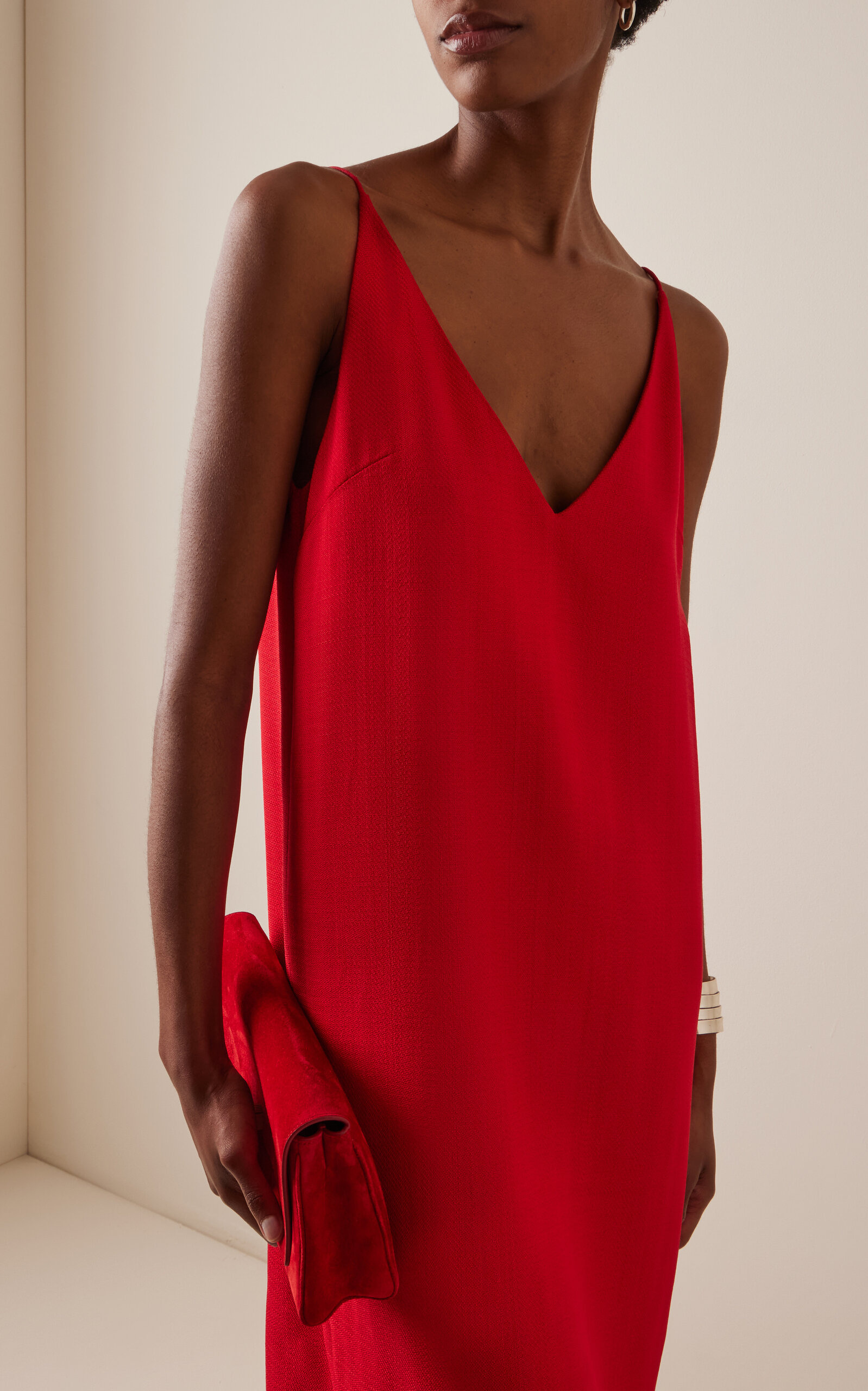 Bella V Neck Dress red - 3