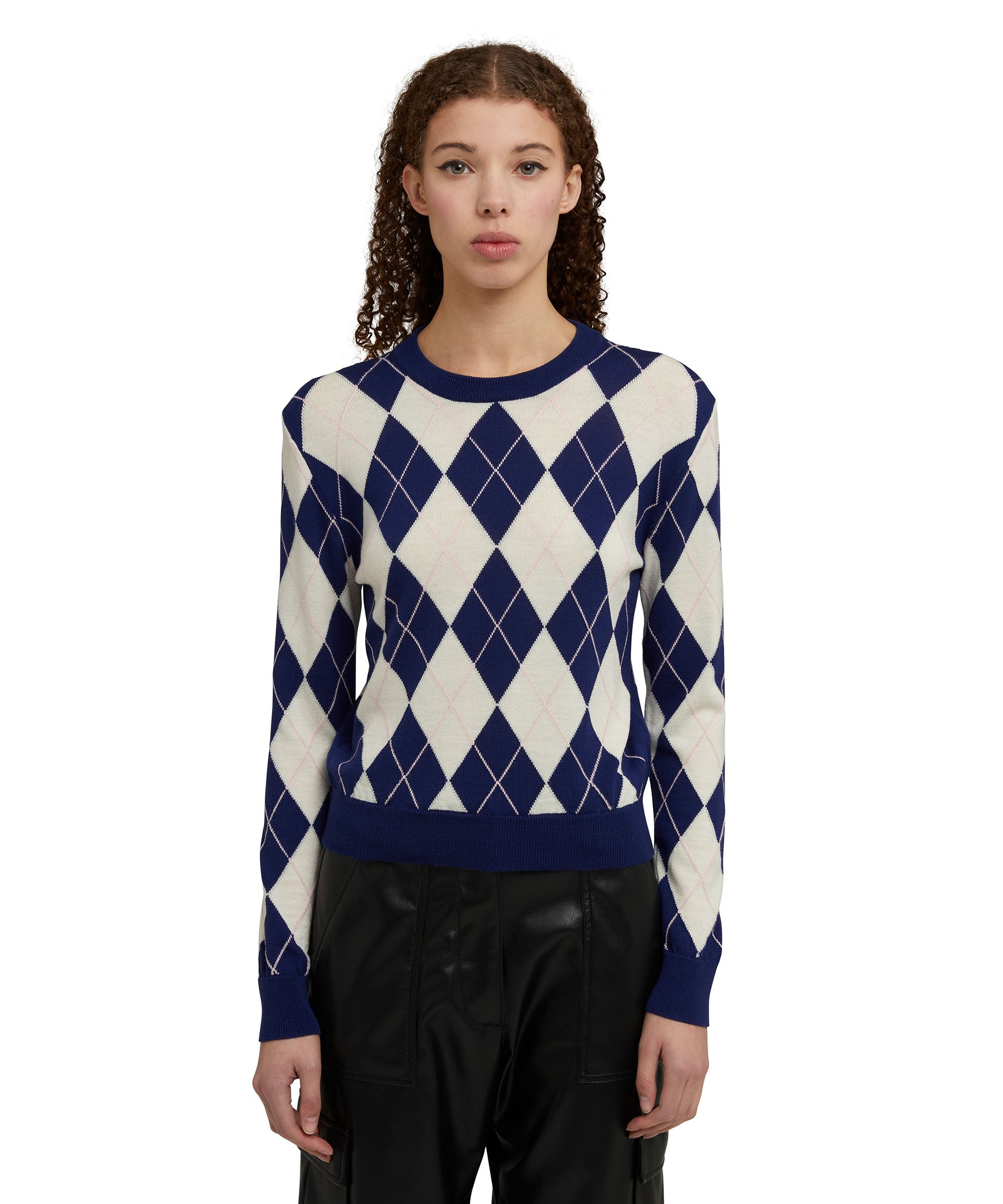 Vrigin wool sweater with "Argyle" motif - 2