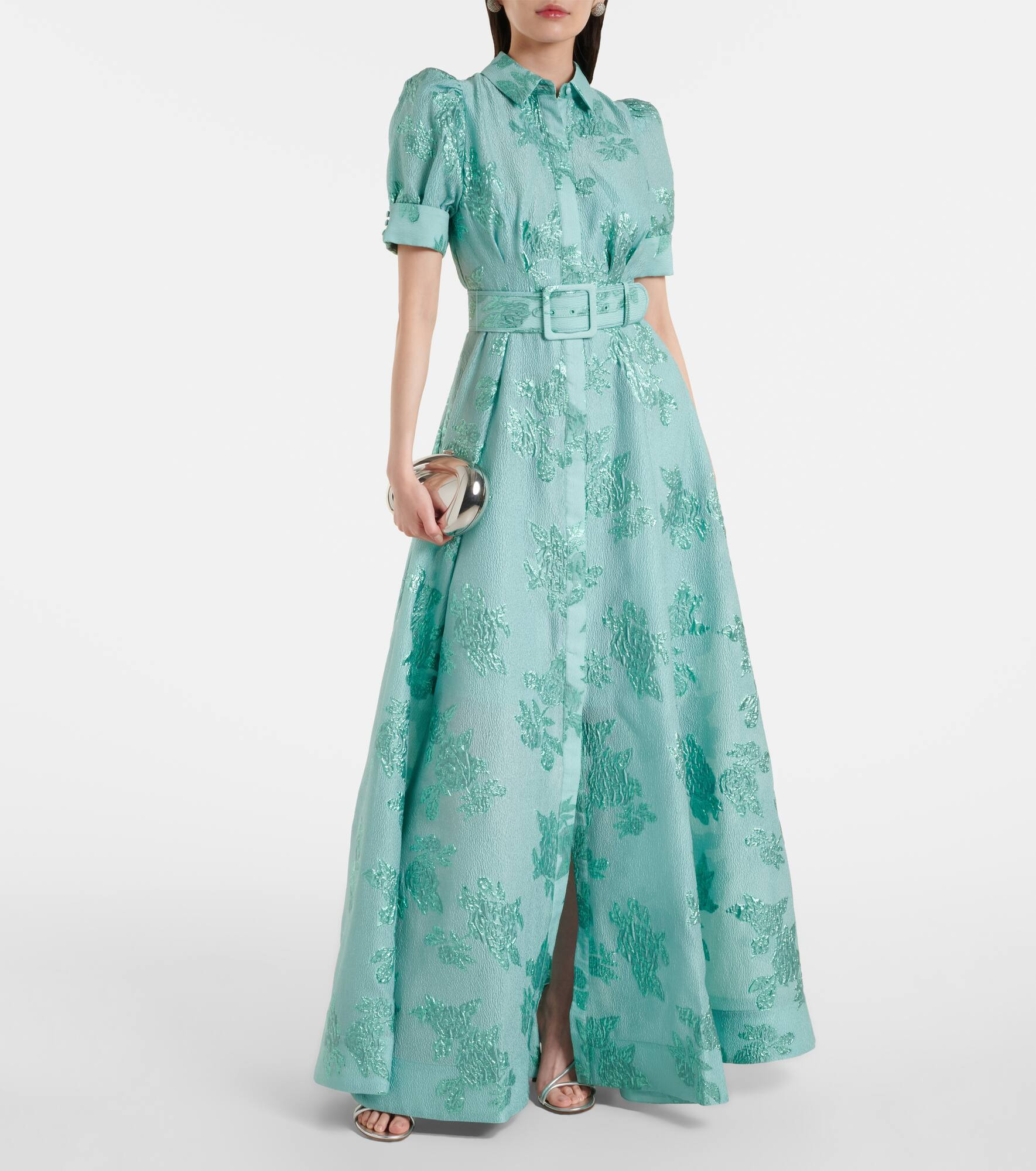 Benette belted brocade shirt dress - 2