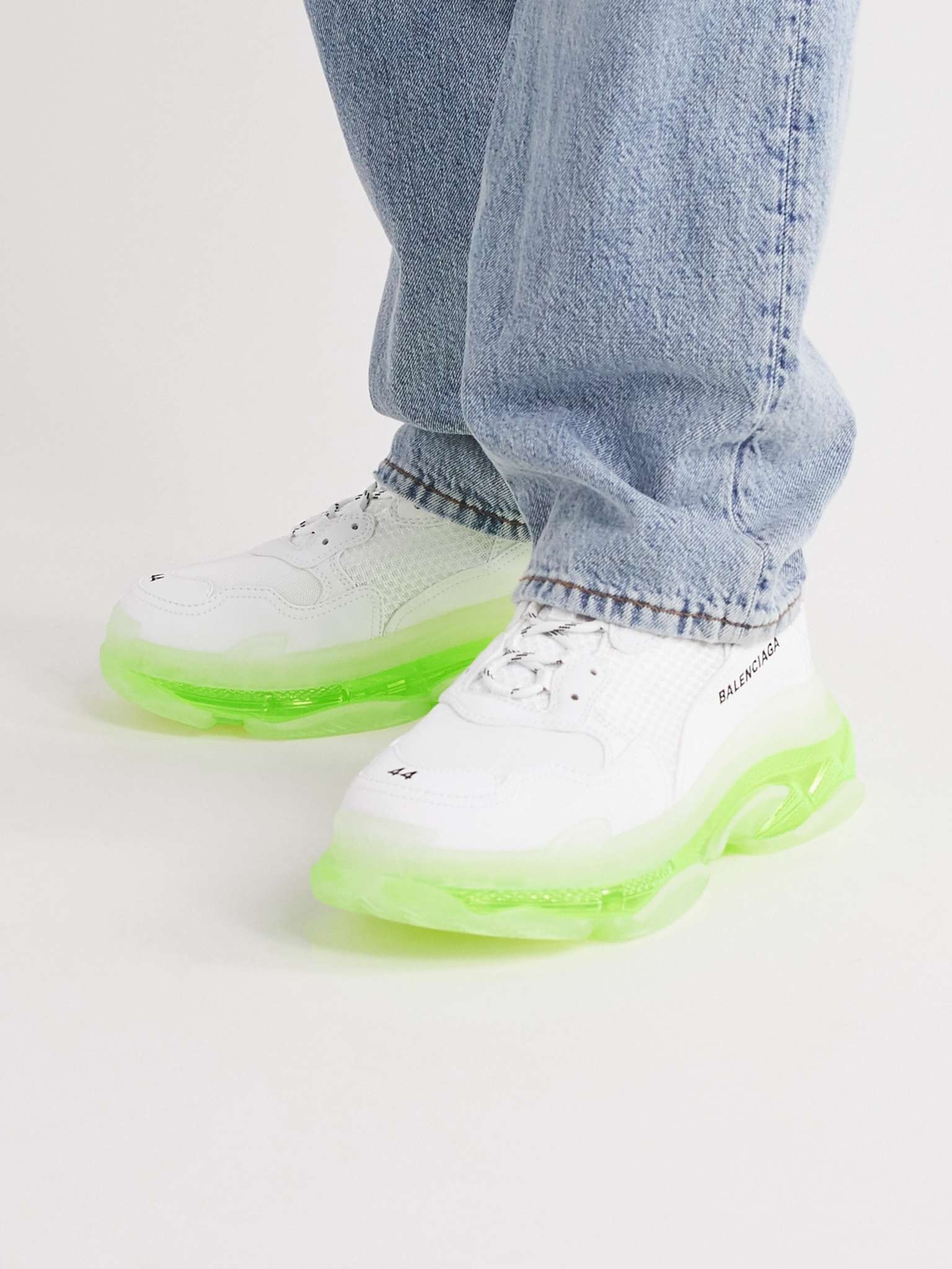 Triple S Clear Sole Mesh and Leather Sneakers - 3