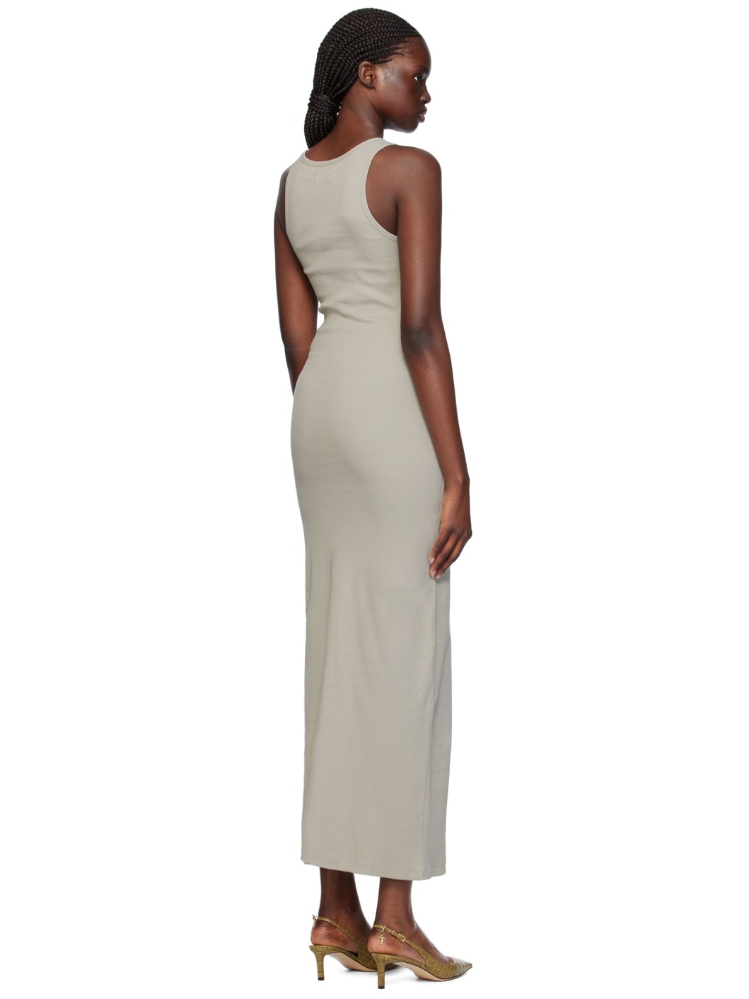 Gray Flocked Maxi Dress - 3