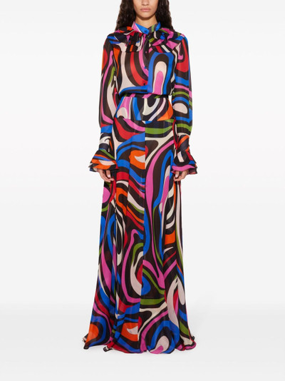 PUCCI Marmo-print silk maxi skirt outlook