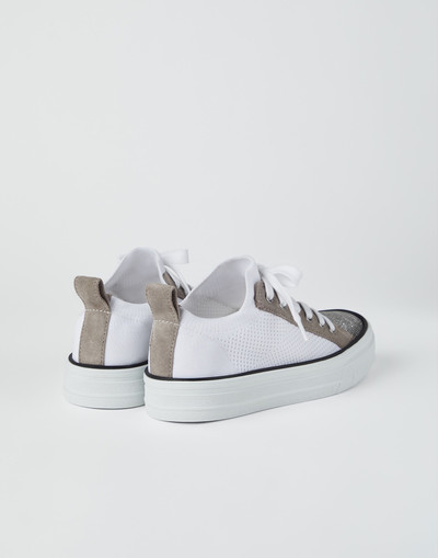 Brunello Cucinelli Knit and suede sneakers with precious toe outlook