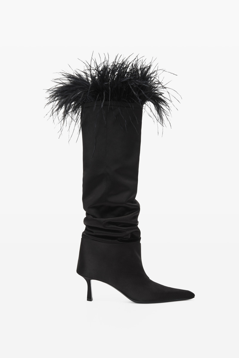 VIOLA 65 FEATHER SLOUCH BOOT IN SATIN 1