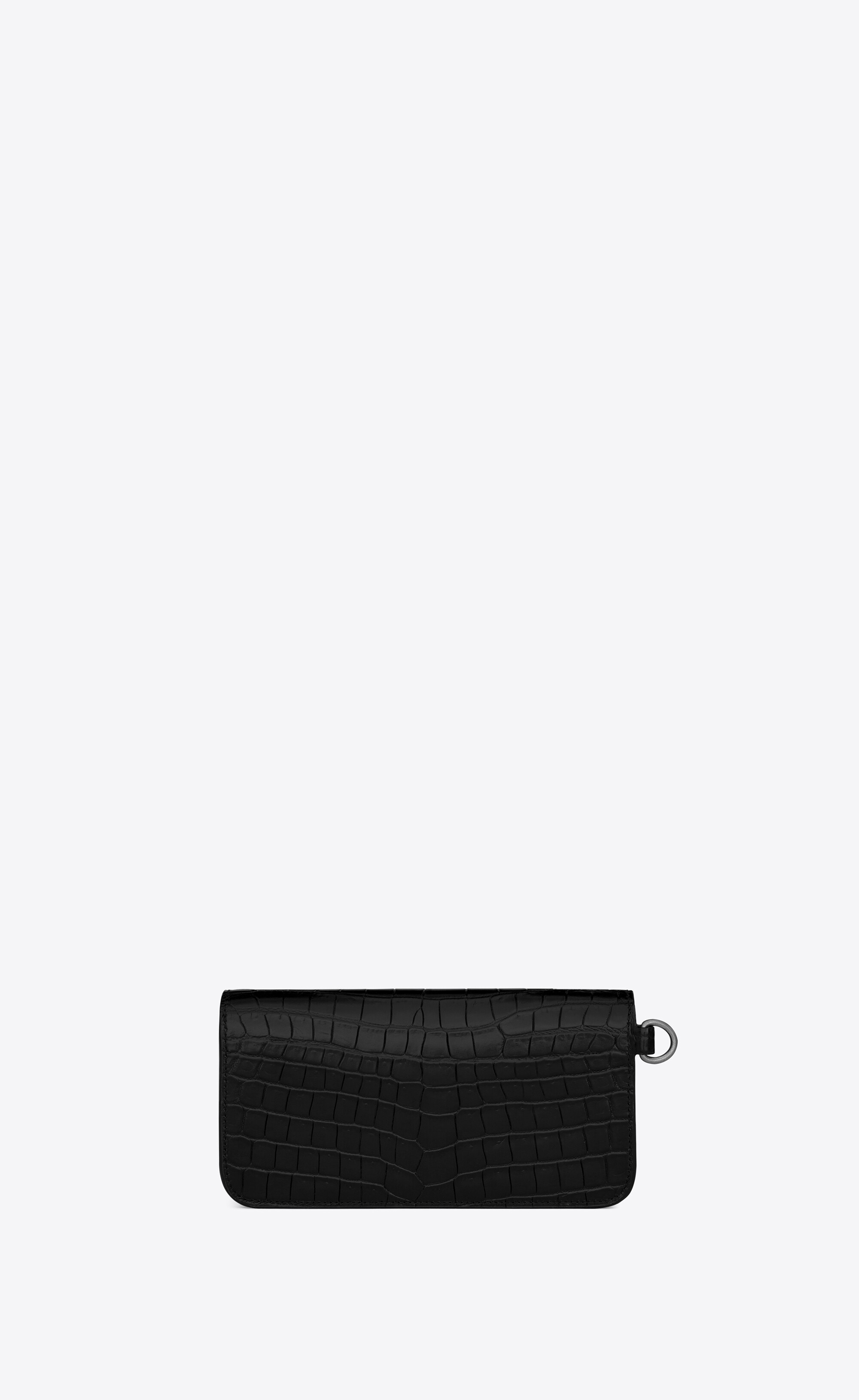 saint laurent paris sunglasses case in crocodile-embossed matte and goya leather - 3