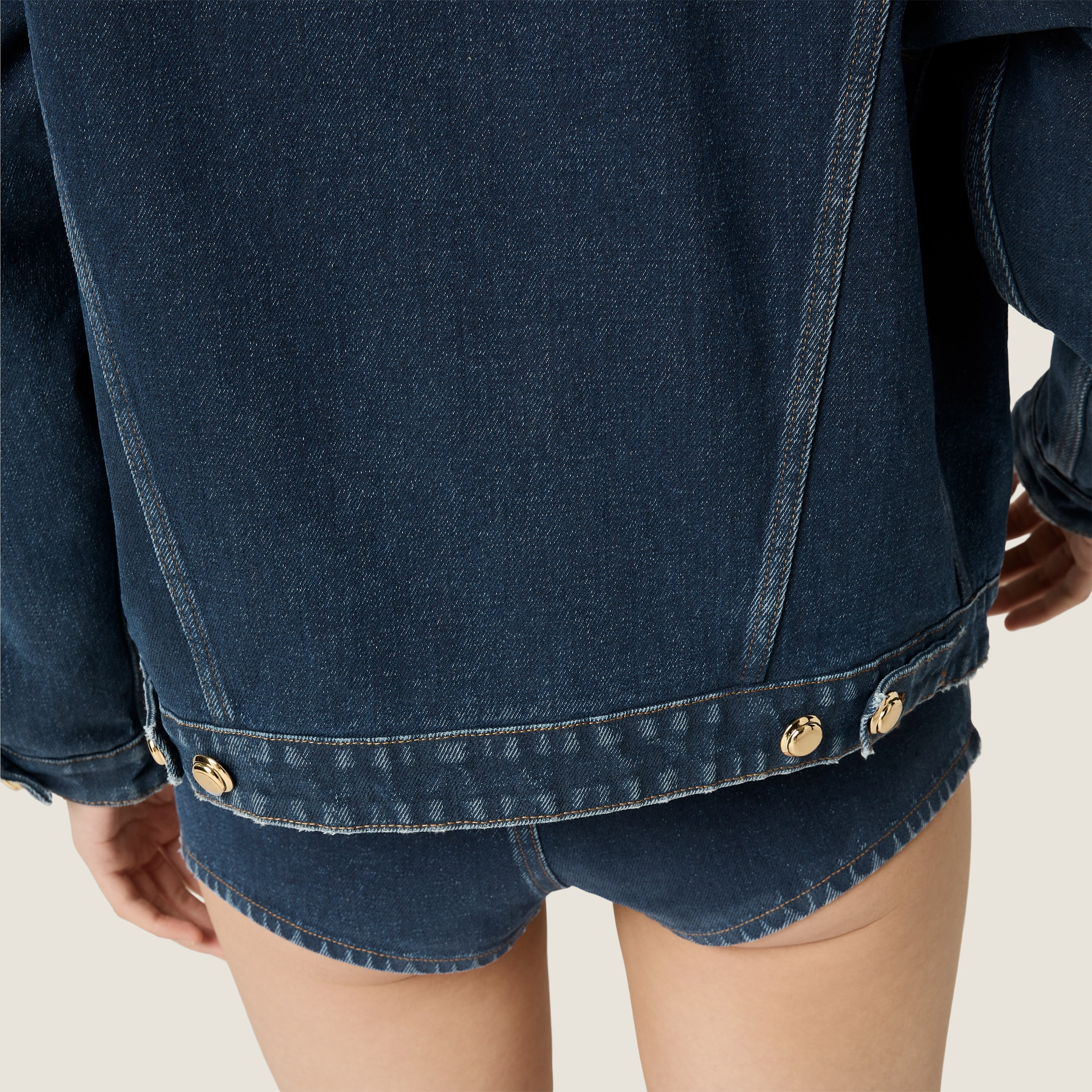 Flocked denim and velvet blouson jacket - 5