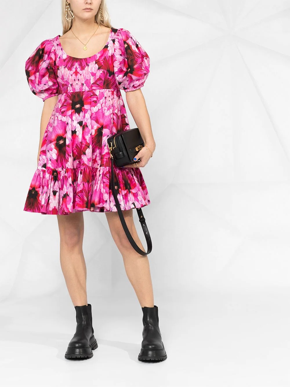 abstract floral print dress - 2