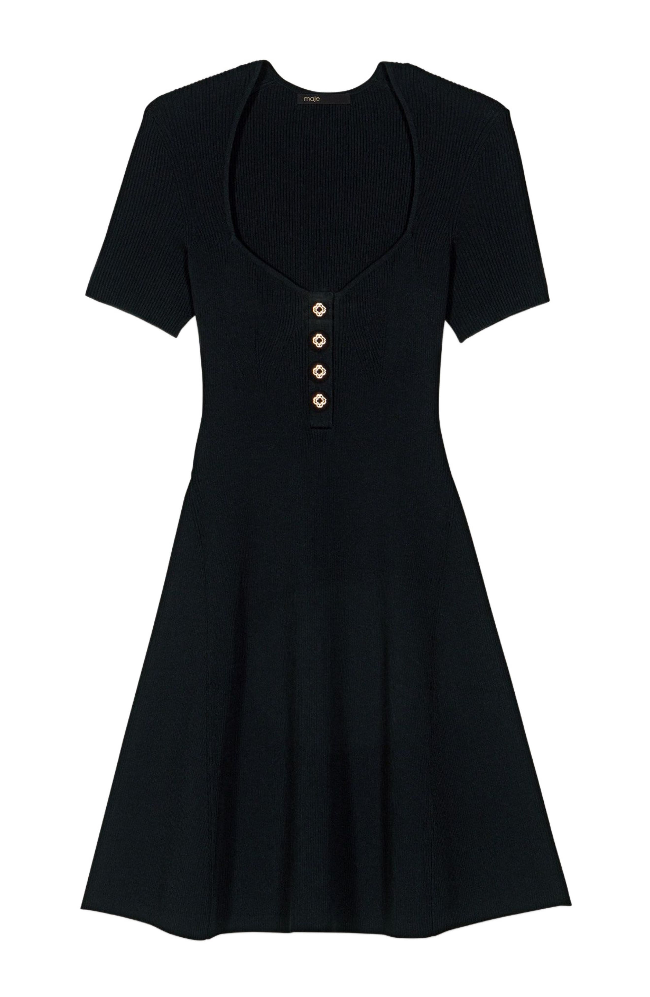 maje Rib knit short dress in Black at Nordstrom - 6