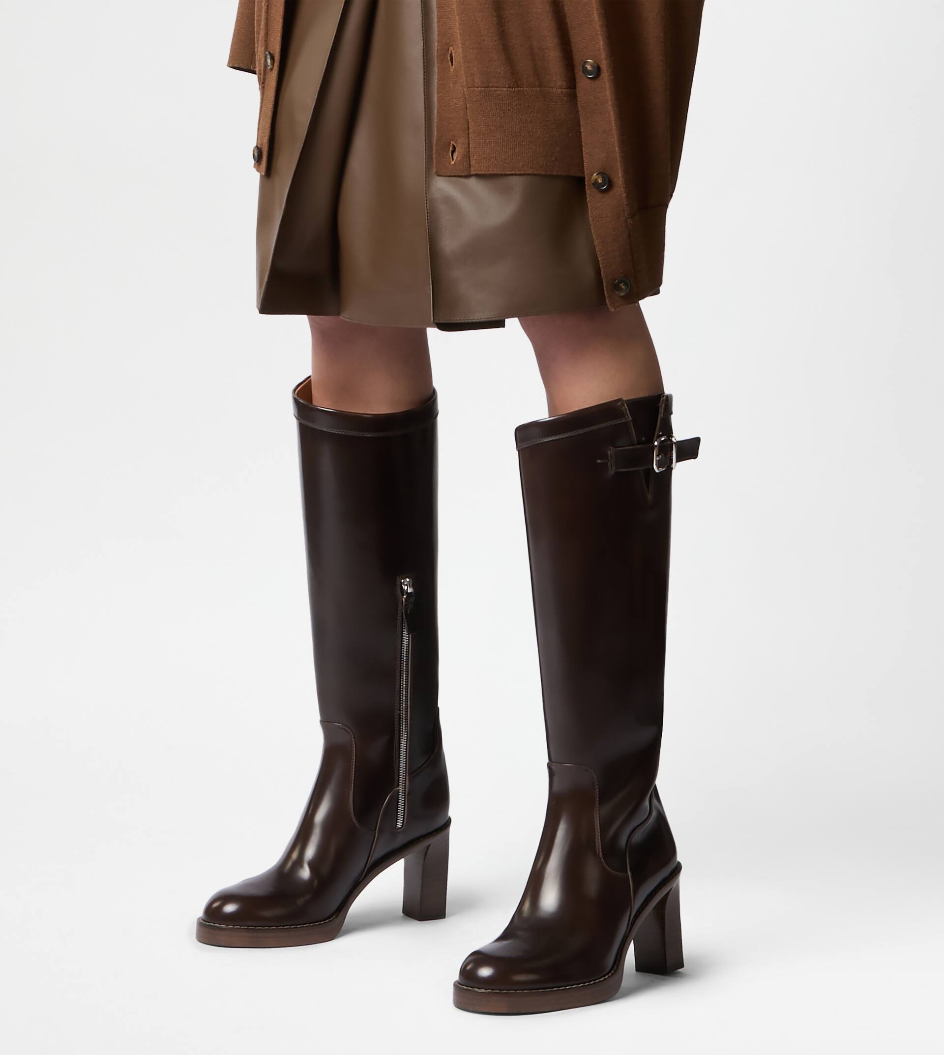BOOTS IN LEATHER - BROWN - 7