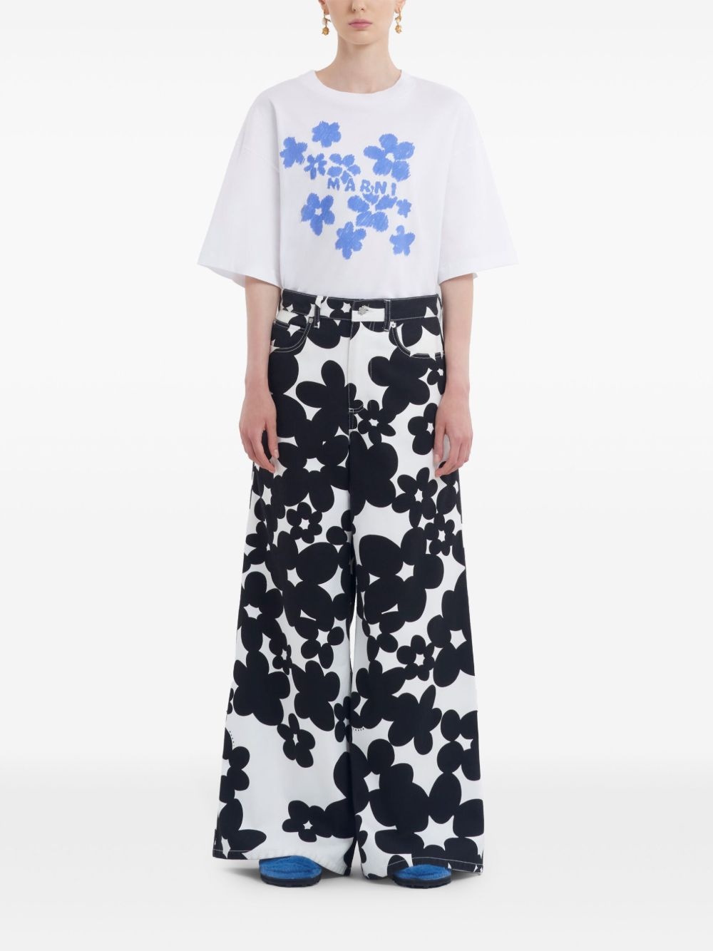 floral-print flared trousers - 3